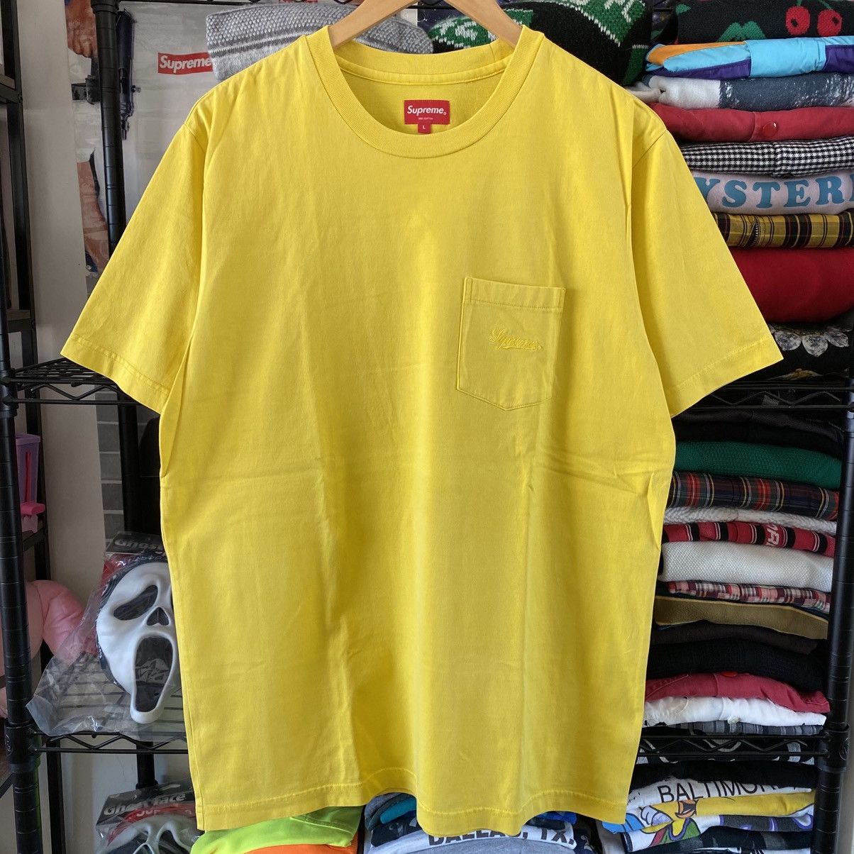 Supreme Supreme Overdyed Pocket Tee Washed Bright Yellow 2018 Size US L / EU 52-54 / 3 - 1 Thumbnail