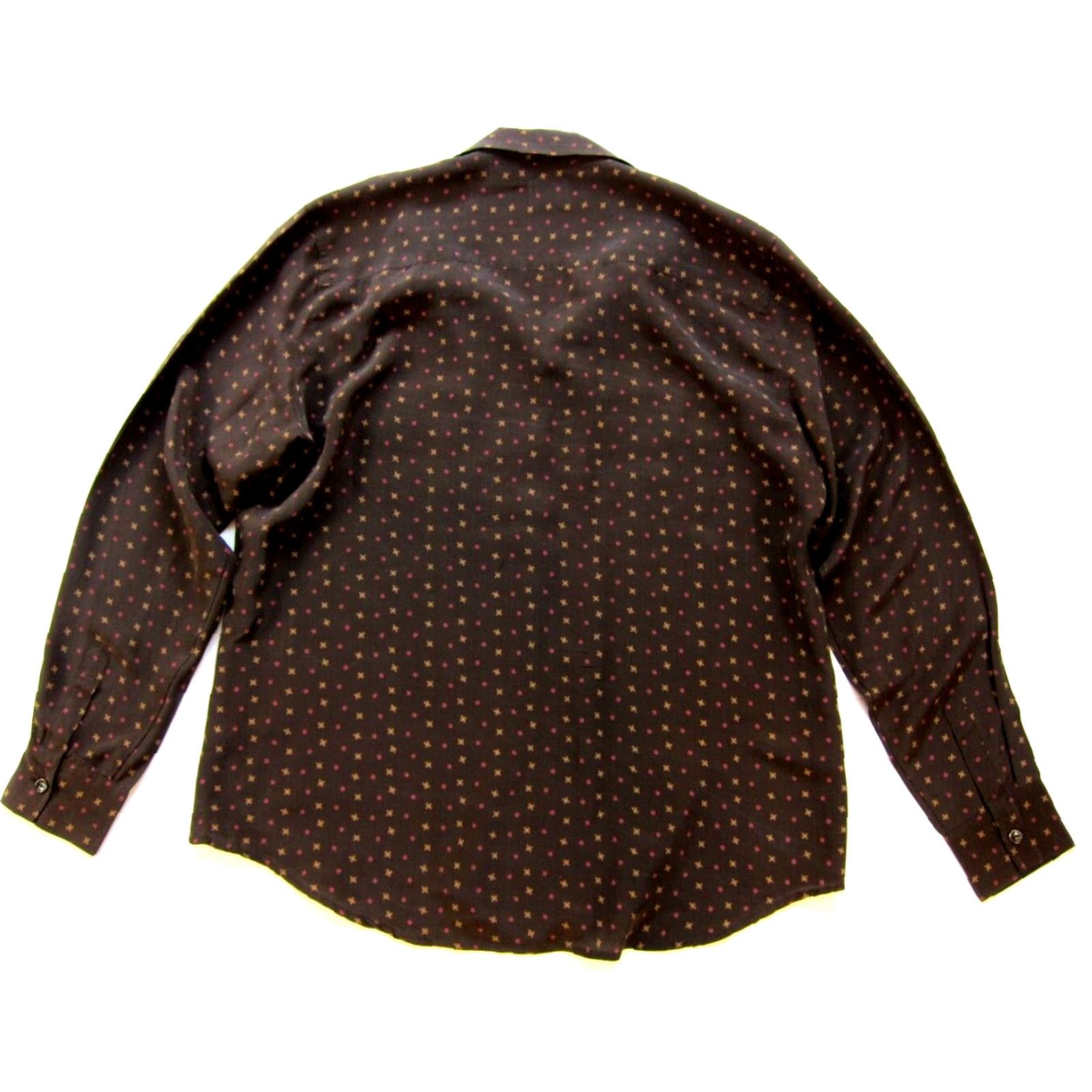 Gap GAP Blouse 100% Silk Brown Star Polka Dot Collar Button Down Long Sleeve Medium Women Adult Regular Shirt Womens Size M / US 6-8 / IT 42-44 - 2 Thumbnail