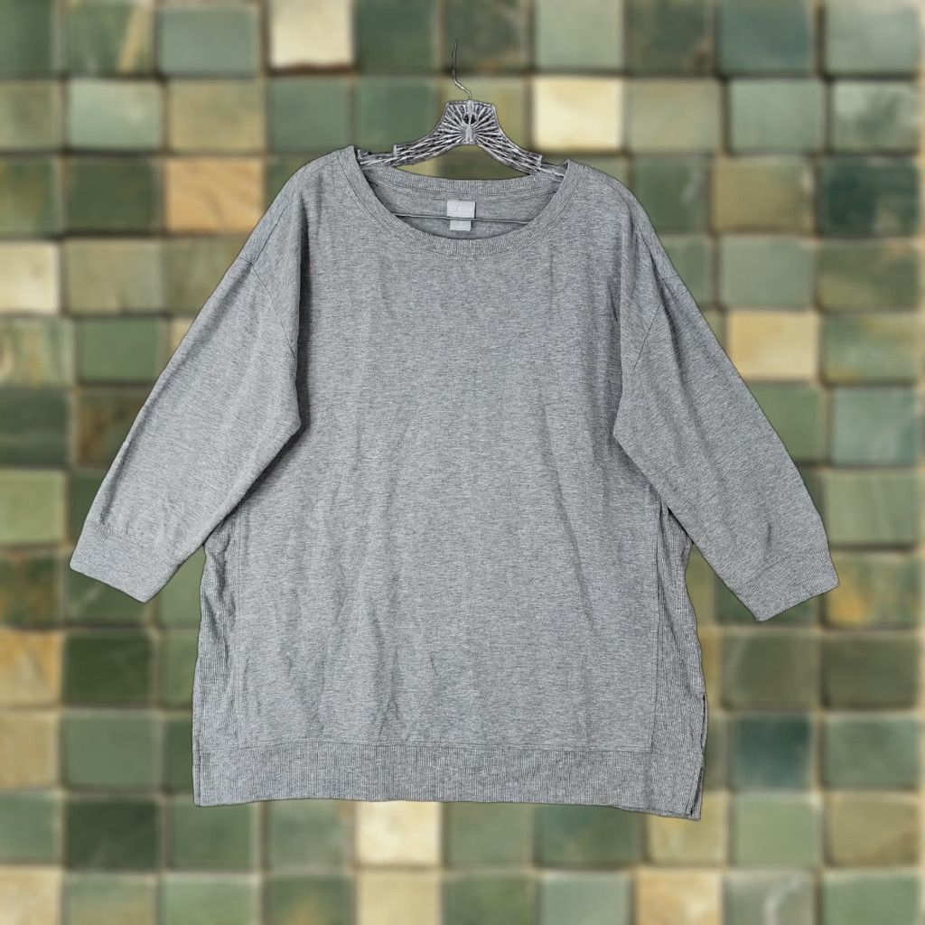 Vintage CHICOS ZENERGY Womens 3/4 Sleeve Pullover Sweater Lightweight Gray Size 12 (Regular) Size XL / US 12-14 / IT 48-50 - 1 Thumbnail