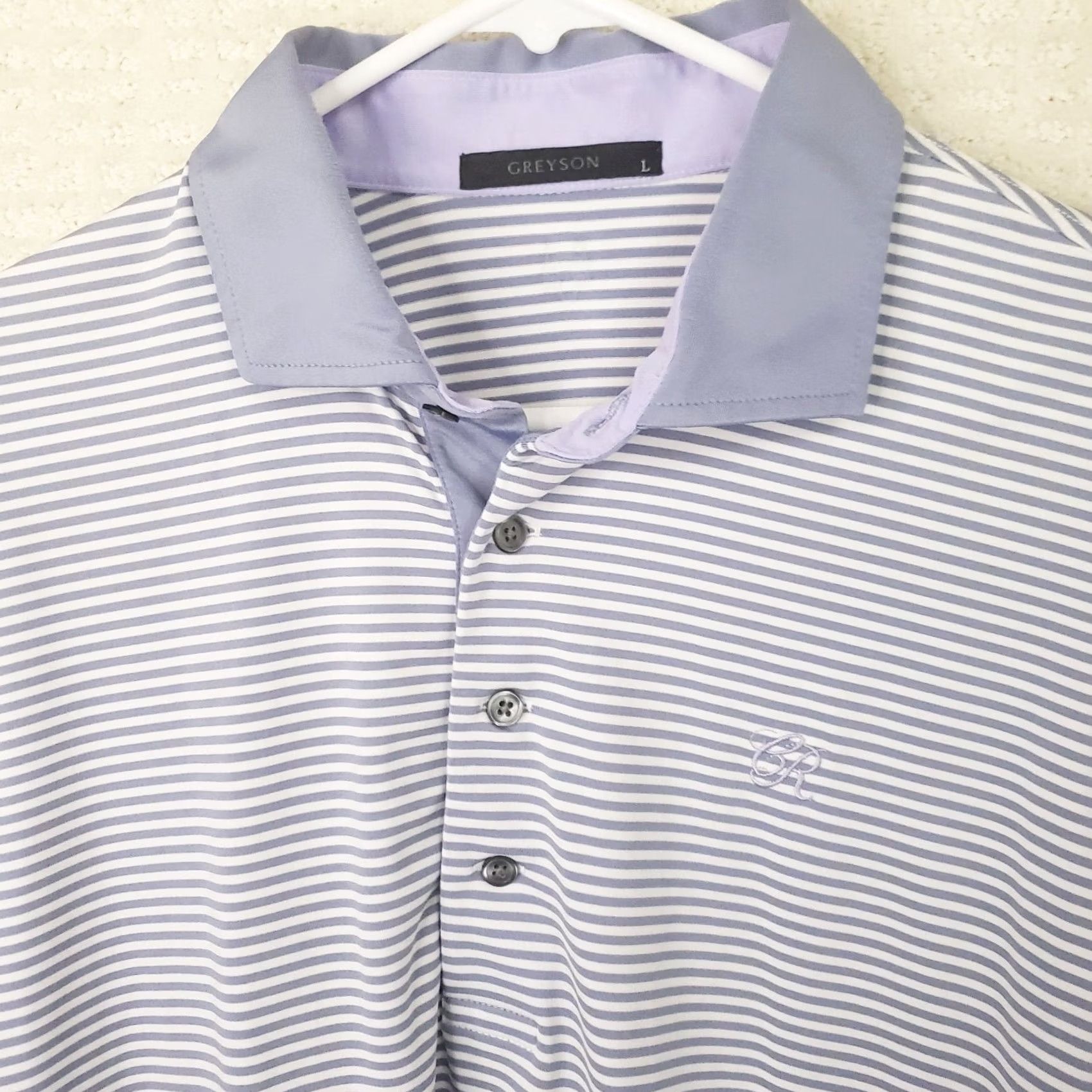 Vintage Grayson Polo Shirt Men's L Lavender White Striped Lightweight Golf Shirt Size US L / EU 52-54 / 3 - 3 Thumbnail
