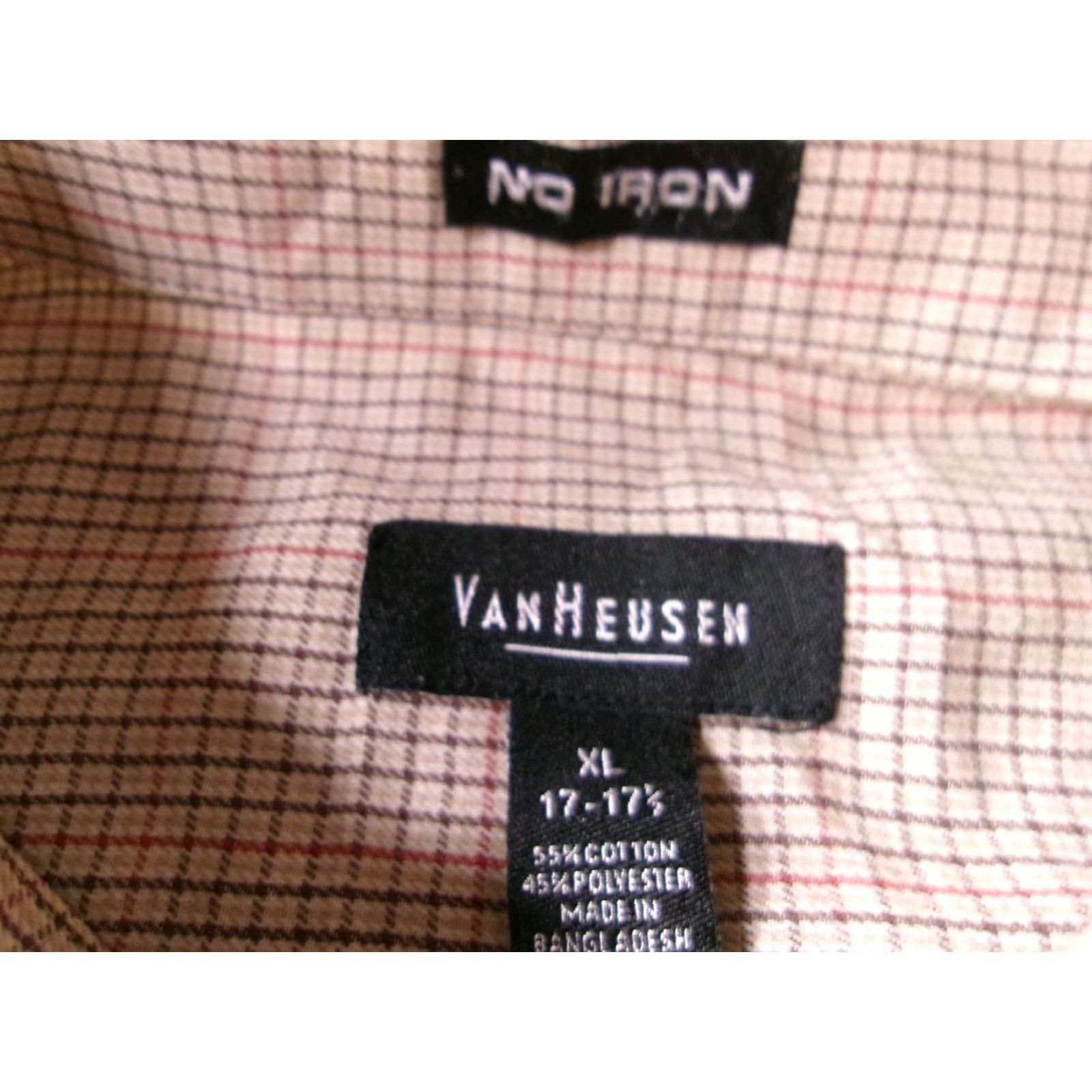 Van Heusen Van Heusen Shirt Men XL Tan Plaid No Iron Pocket Classic Causal Business Size US XL / EU 56 / 4 - 6 Thumbnail
