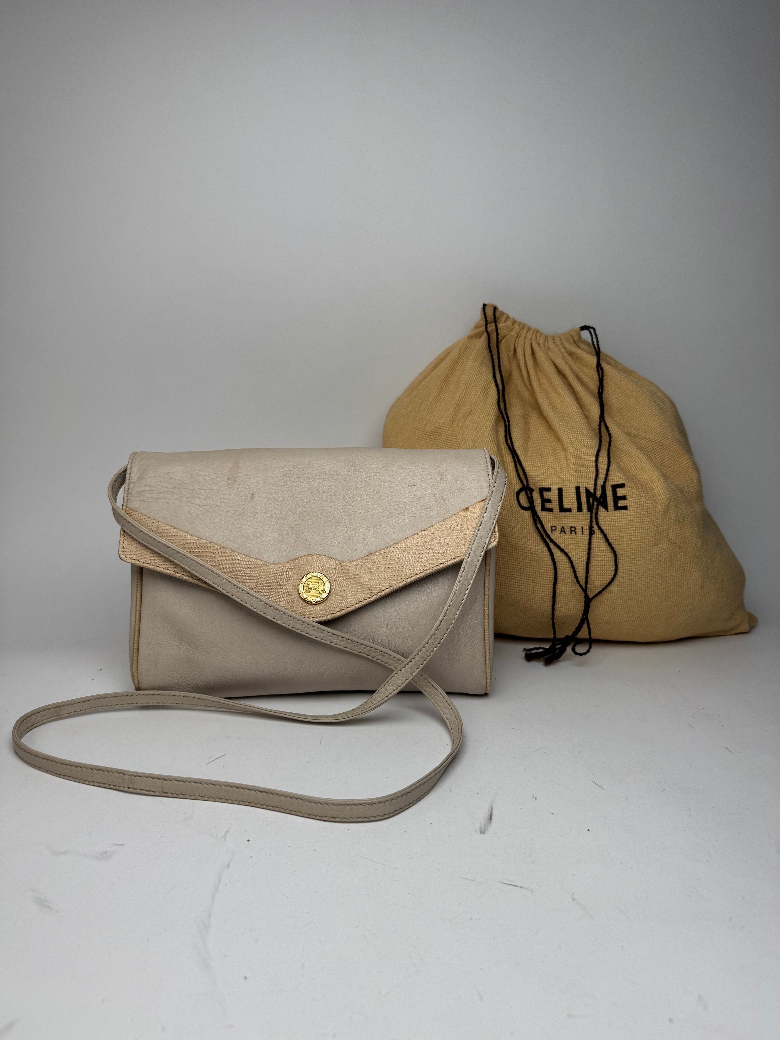 Celine Vintage Paris Leather crossbody Bag white / Ecru Size ONE SIZE - 1 Thumbnail
