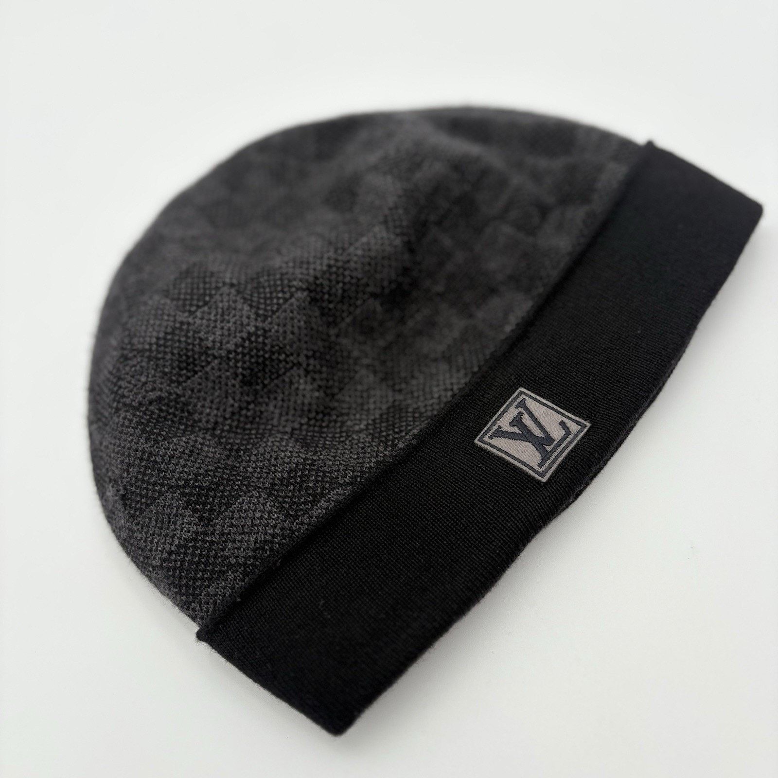 Louis Vuitton Louis Vuitton Wool Petit Damier Graphite Beanie ' Black Grey Size ONE SIZE - 2 Thumbnail