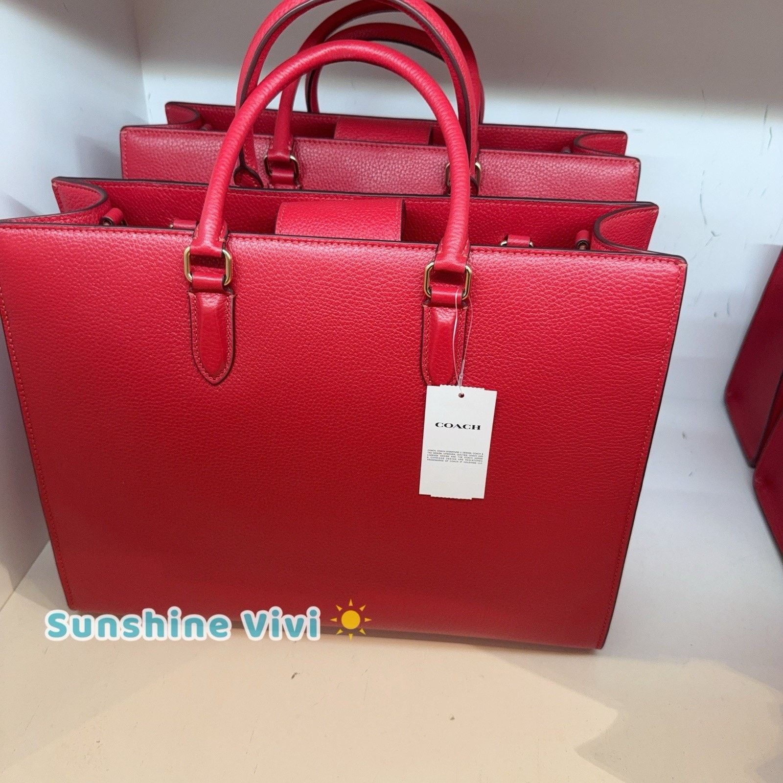 Coach NWT Bundle Coach Maggie Tote CY666 Red & Long Charm Chain Size ONE SIZE - 7 Thumbnail