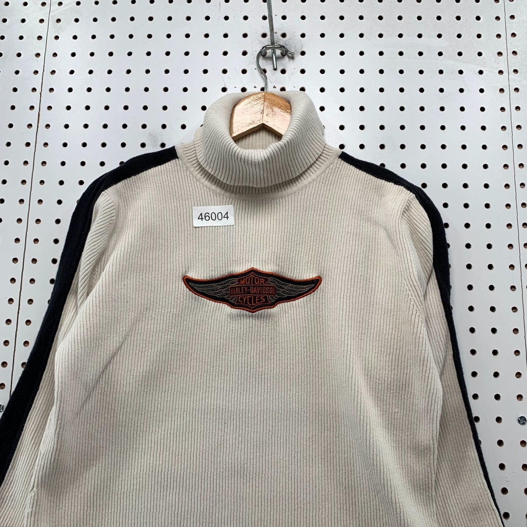 Harley Davidson VINTAGE Harley-Davidson Sweater Womens XL Beige Y2K Embroidered Logo Ribbed Pullover Knit Winter Casual Size XL / US 12-14 / IT 48-50 - 3 Thumbnail