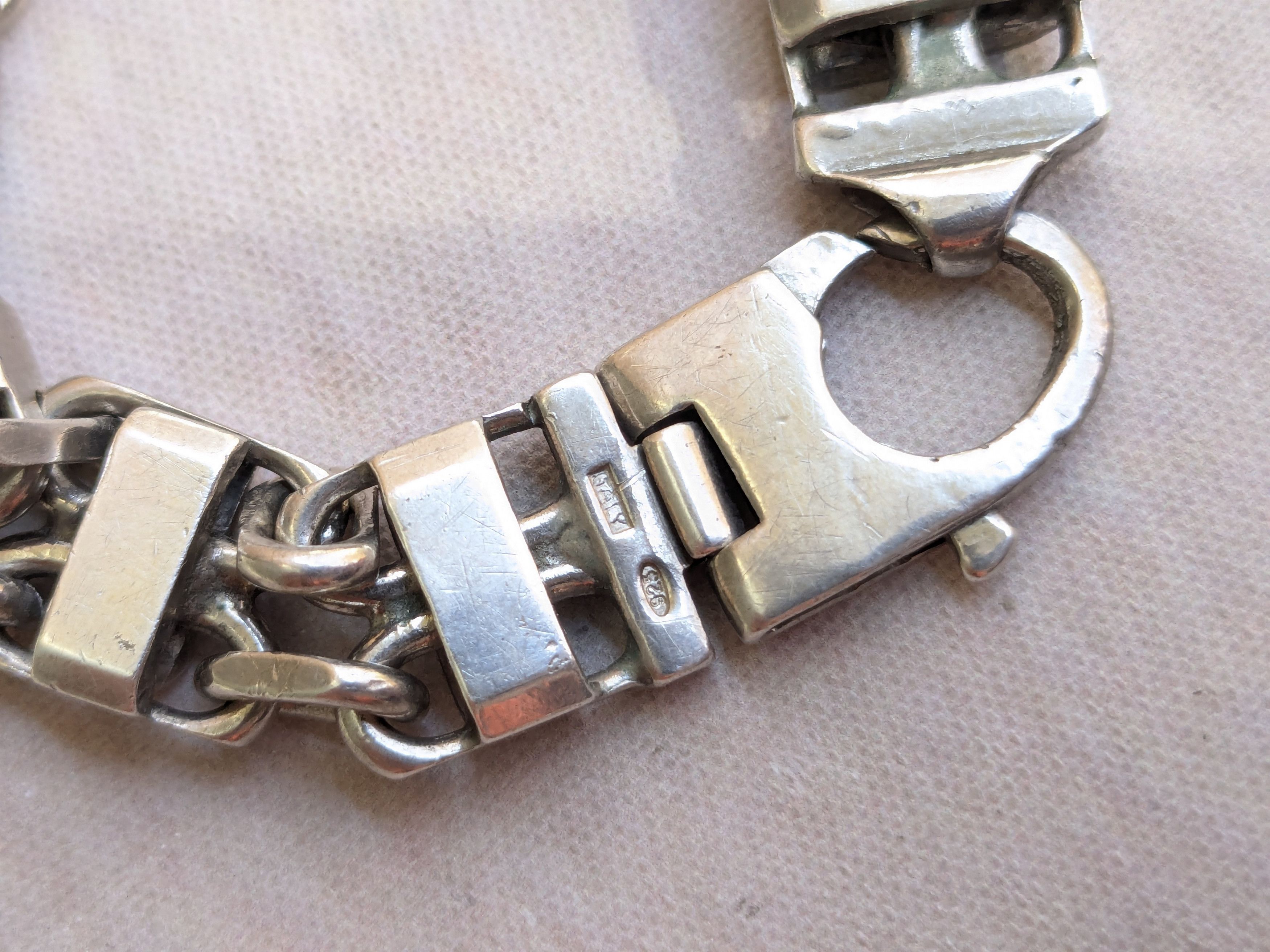 Jewelry Vintage Sterling Silver Bracelet 6" Thick Chunky Biker Size ONE SIZE - 9 Thumbnail