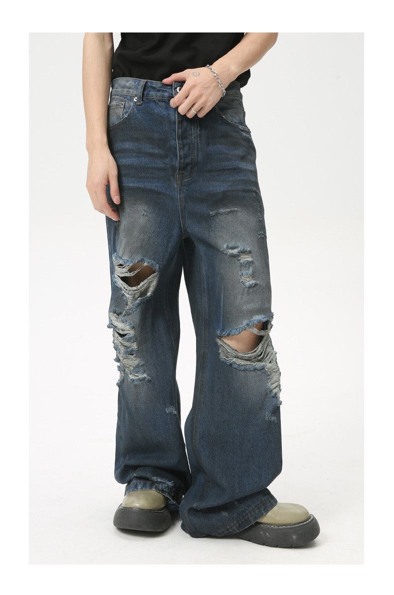 Japanese Brand × Jean × Vintage Straight Hole Loose Jeans Size US 32 / EU 48 - 6 Thumbnail