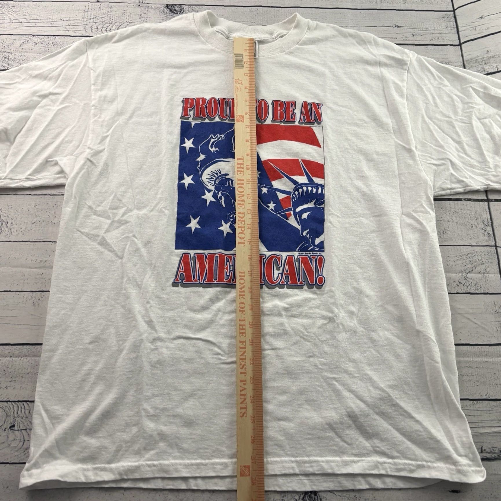 Delta VTG Delta Pro Weight T-Shirt Mens XL White Proud To Be An American Short Sleeve Crew Neck 2001 Vintage Size US XL / EU 56 / 4 - 4 Thumbnail