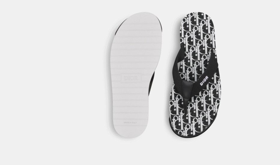 Dior o1w1db10325 3SA0 Alpha Thong Sandals in Black & White Size US 5.5 / EU 38 - 4 Thumbnail