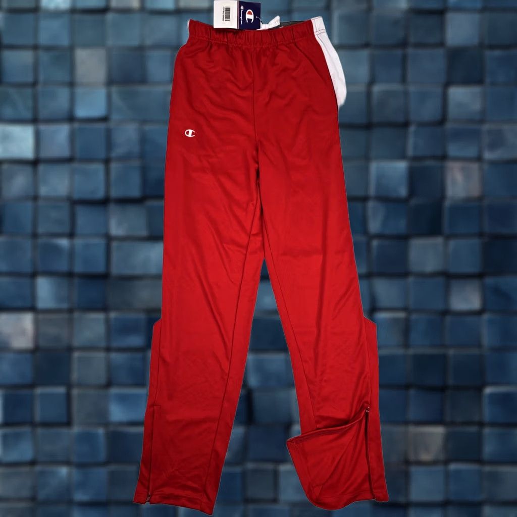 Champion VINTAGE Champion Track Pants Men S Inseam 32 Red NWT Elastic Waist Stripe Down the Side Regular Fit Sportswear Size US 29 - 1 Thumbnail