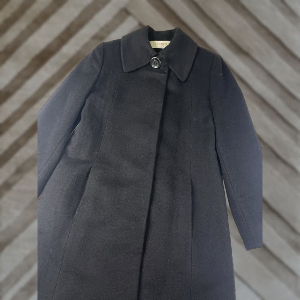 Vintage FLEURETTE 100% Cashmere Coat Long Overcoat Black Womens USA Size 4 Boys? No, Women. Size S / US 4 / IT 40 - 1 Thumbnail