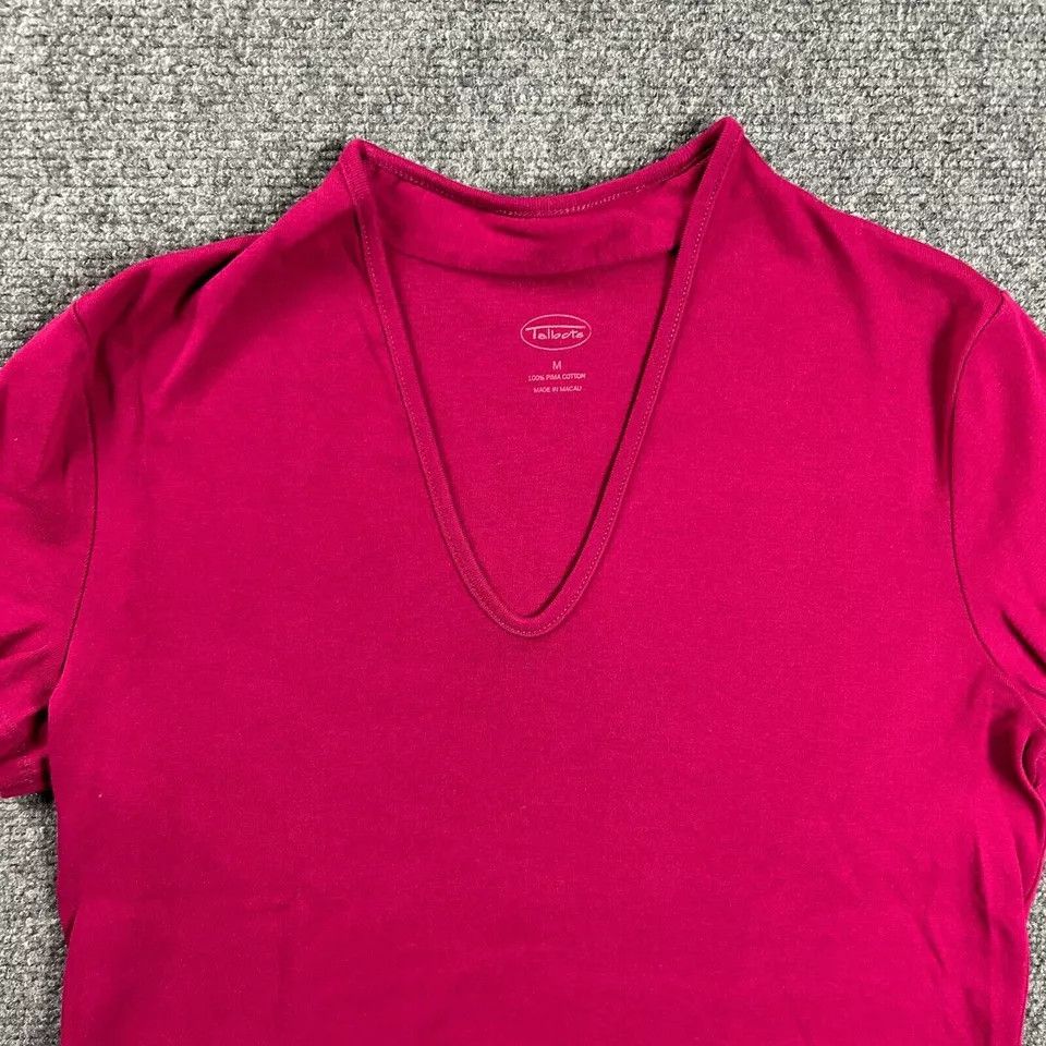 Talbots Talbots Top Womens Medium Pink V-Neck Casual Short Sleeve Size M / US 6-8 / IT 42-44 - 2 Thumbnail