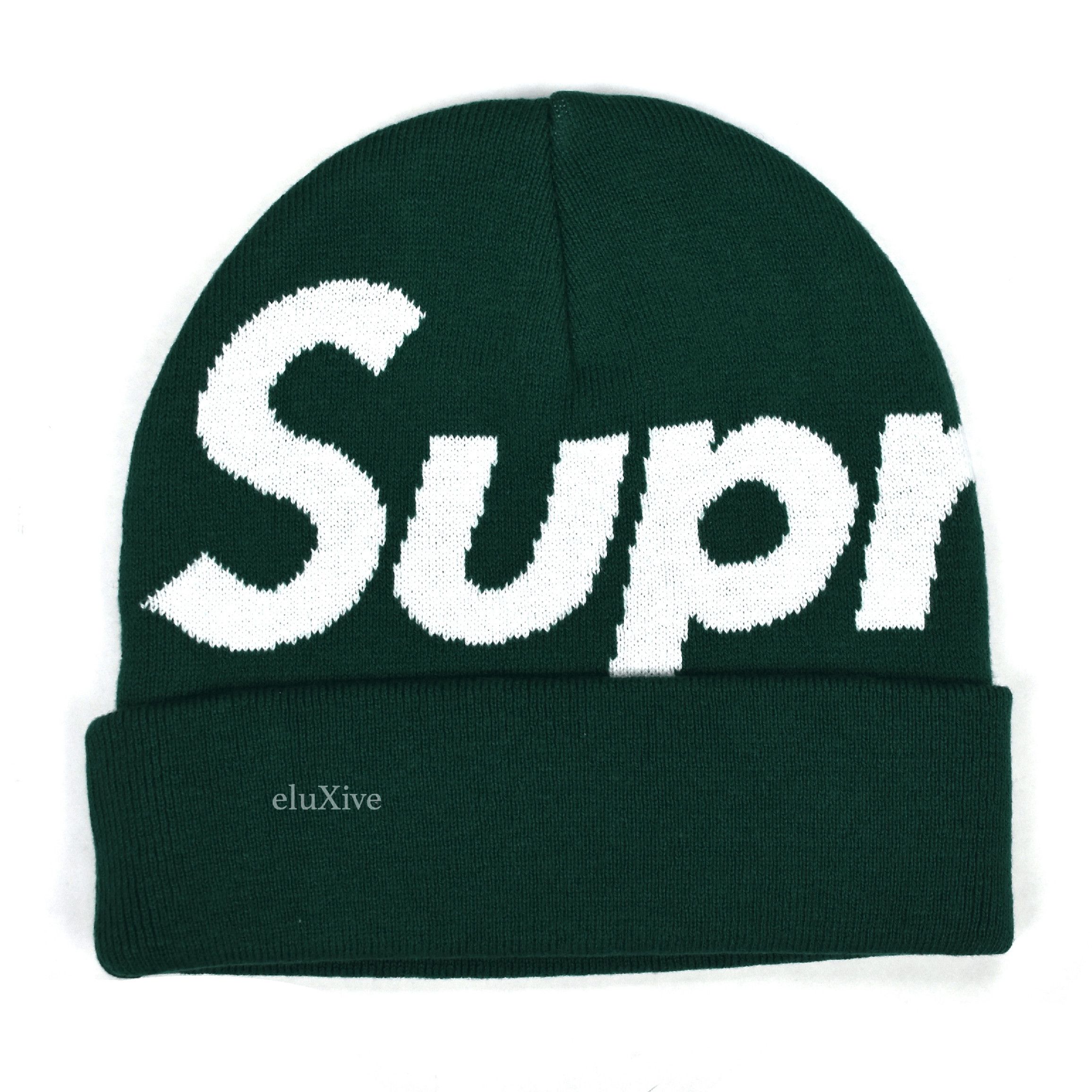 Supreme Supreme Big Box Logo Knit Beanie Dark Green Stripe DS Size ONE SIZE - 1 Preview