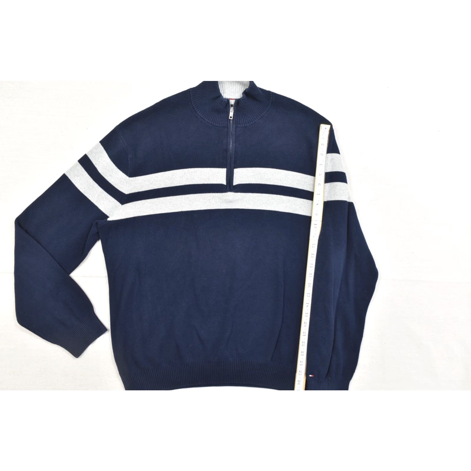 Tommy Hilfiger Tommy Hilfiger Men's XXL Navy 1/4 Zip Pullover Sweatshirt Sweater Knit Mock Neck Logo Long Sleeve Cotton Pullover Winter Fall Spring Casual Size US XXL / EU 58 / 5 - 4 Thumbnail