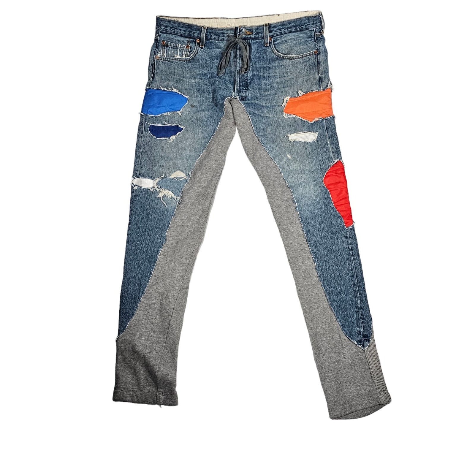 Greg Lauren 50/50 Denim / Terry Nylon Patch Long Pants Size US 40 / EU 56 - 1 Thumbnail