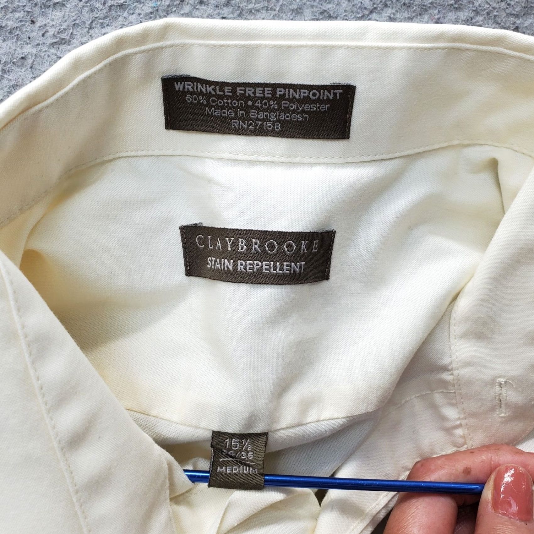 Vintage Claybrooke Dress Shirt Mens M Tan Wrinkle Free Pinpoint Collared Stain Repellent Shirt Mens M Tan Wrinkle Free Pinpoint Collared Stain Repellent Size 40R - 6 Thumbnail