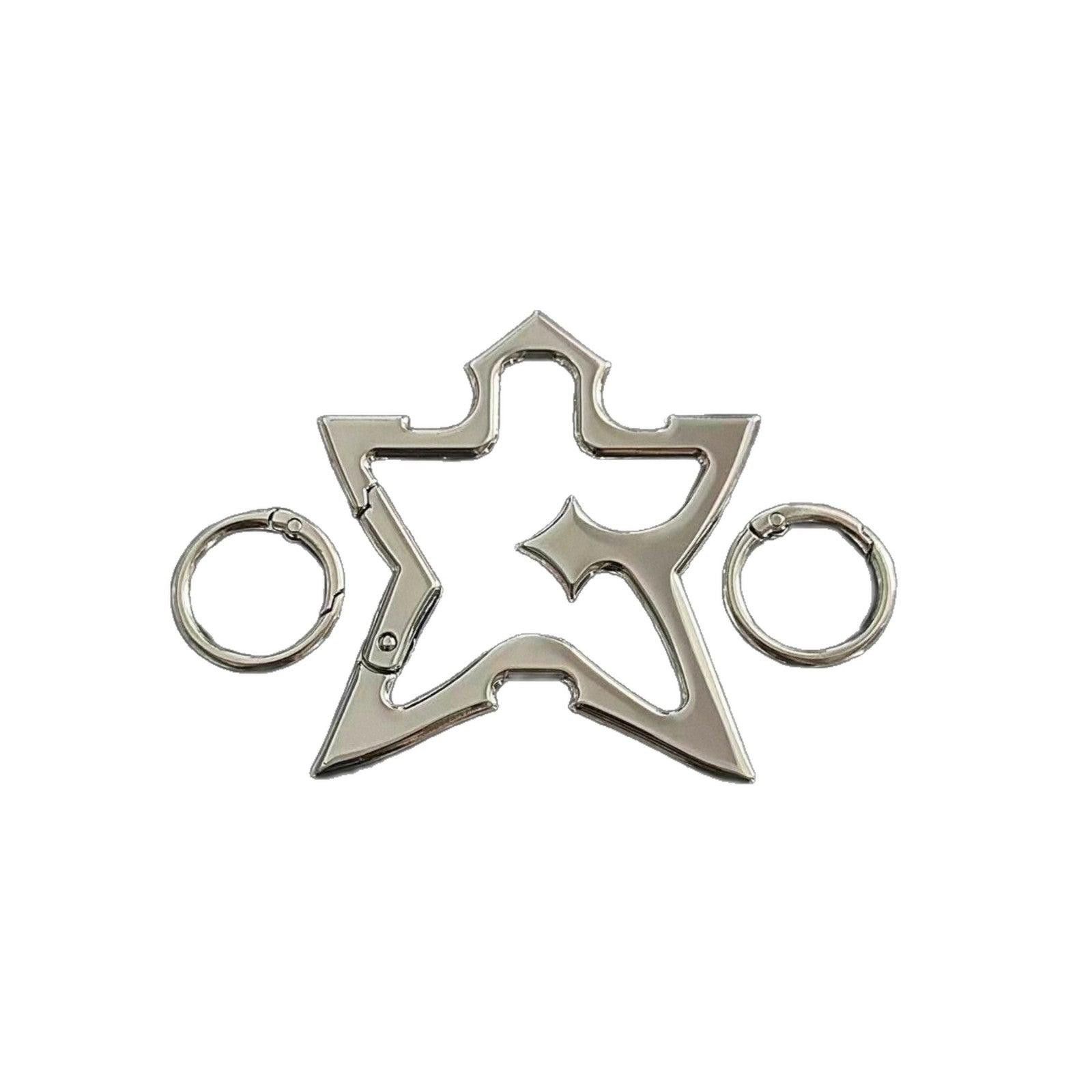 Jewelry Silver Star Shaped Metal Carabiner Keychain Accessory Size ONE SIZE - 5 Thumbnail