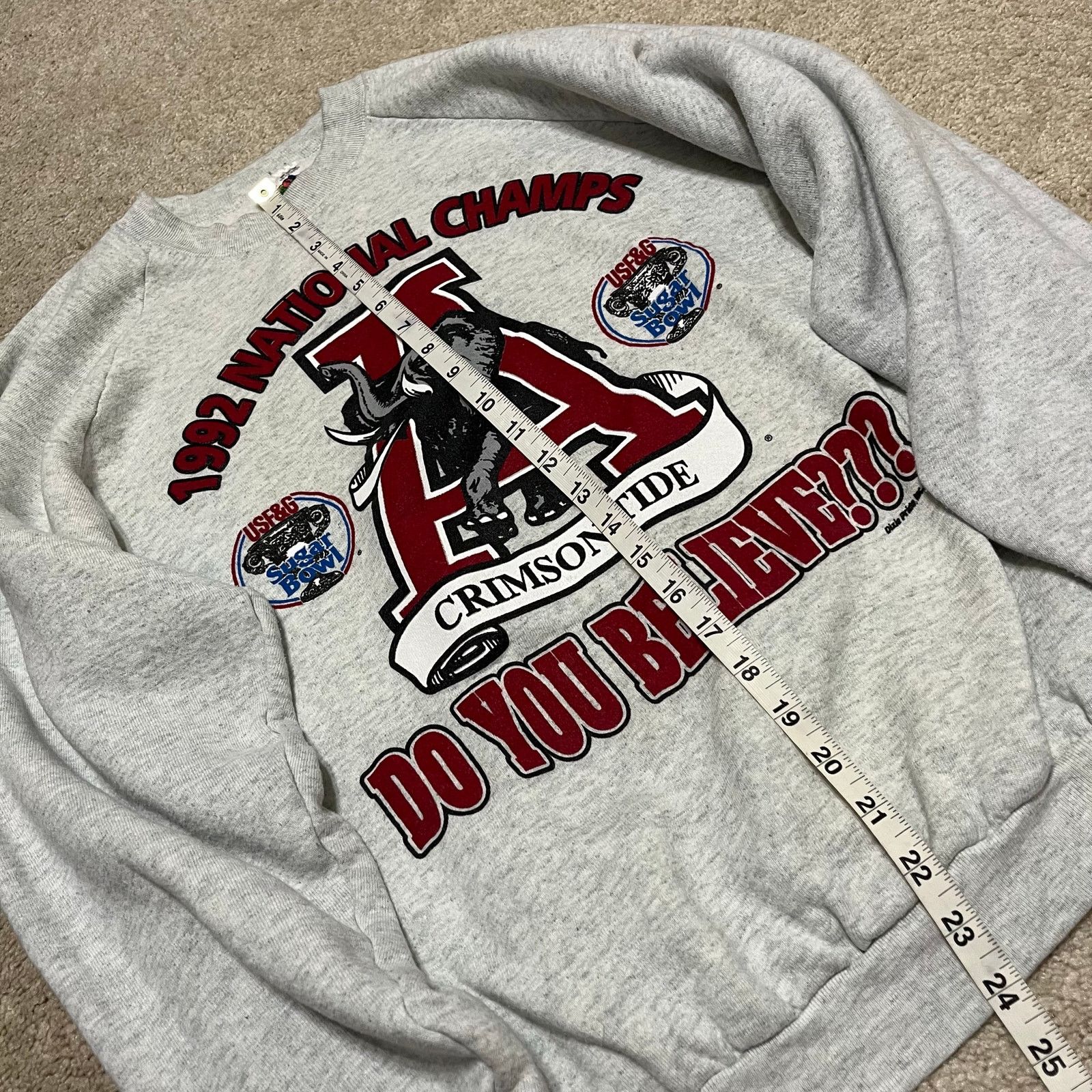 Fruit Of The Loom Vintage 1992 Alabama Crimson Tide Natty Champs Crewneck Grey Size US XL / EU 56 / 4 - 5 Thumbnail