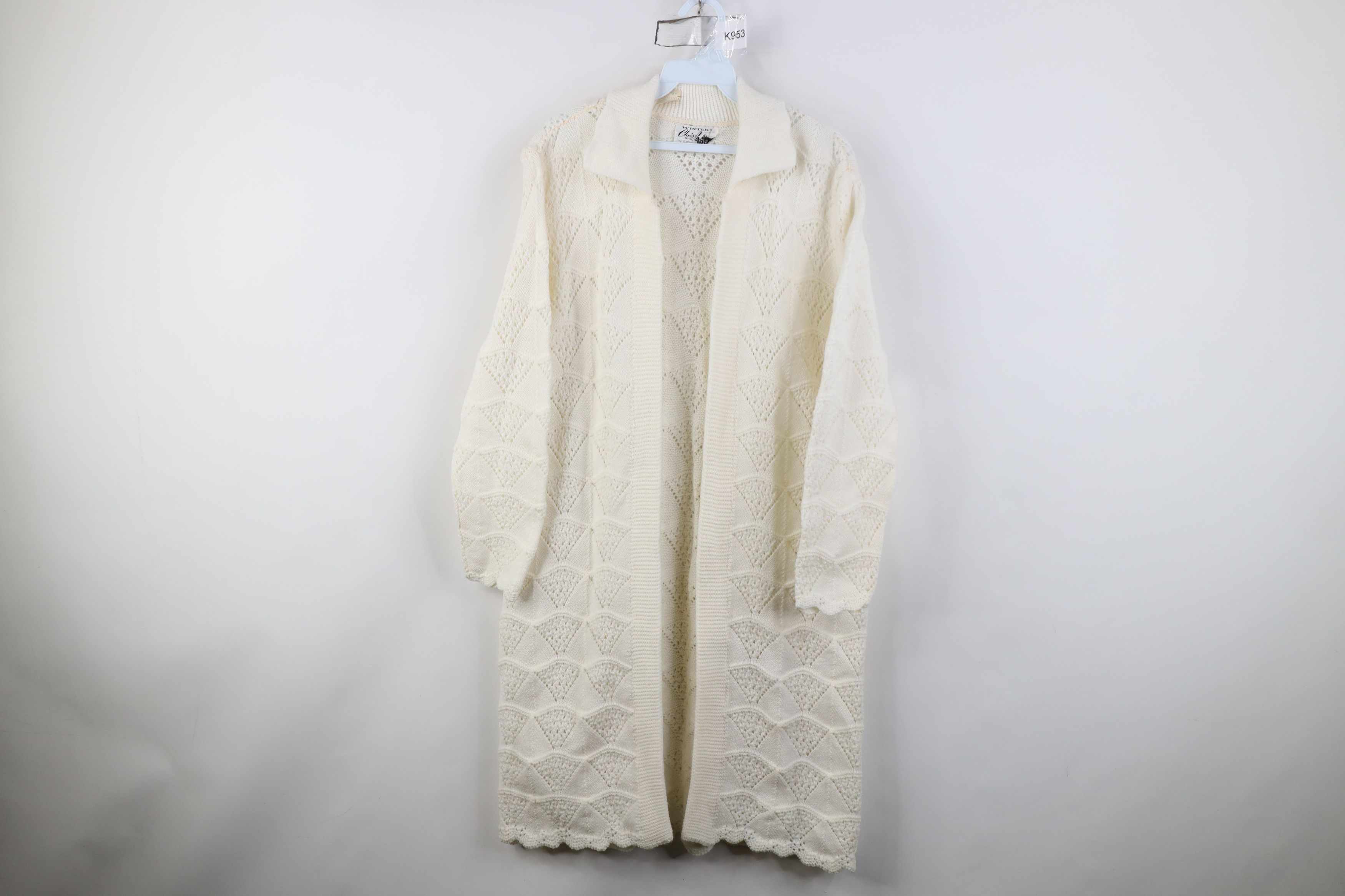 Vintage Deadstock Vintage 50s Collared Open Front Cardigan Sweater Size L / US 10 / IT 46 - 1 Thumbnail