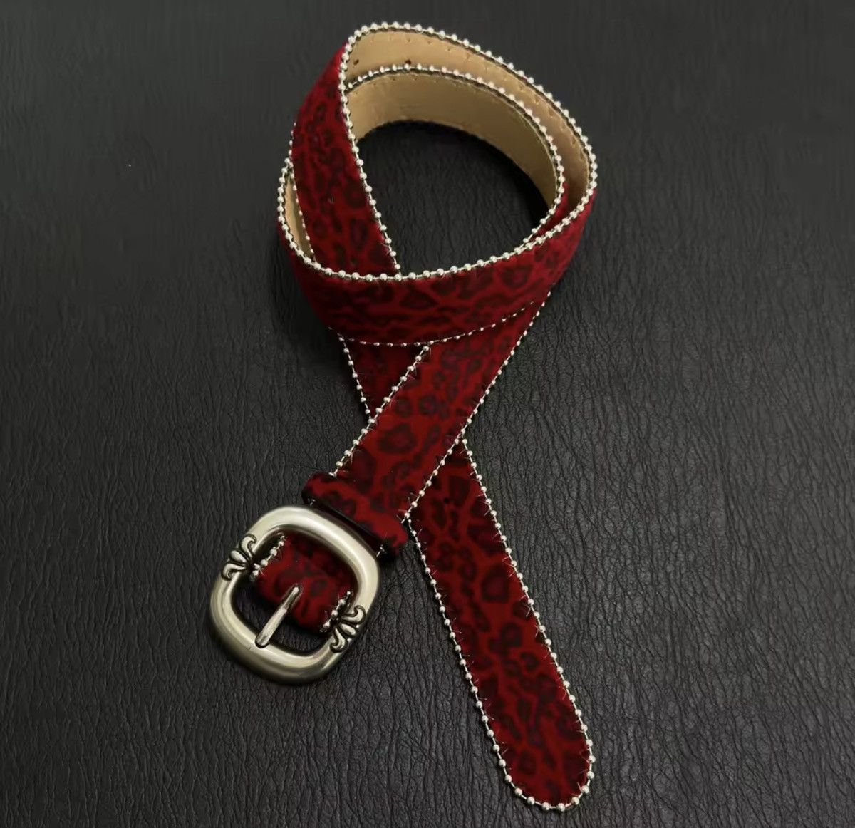 Leather Red Leopard Print Pu Leather Belt Size ONE SIZE - 3 Thumbnail