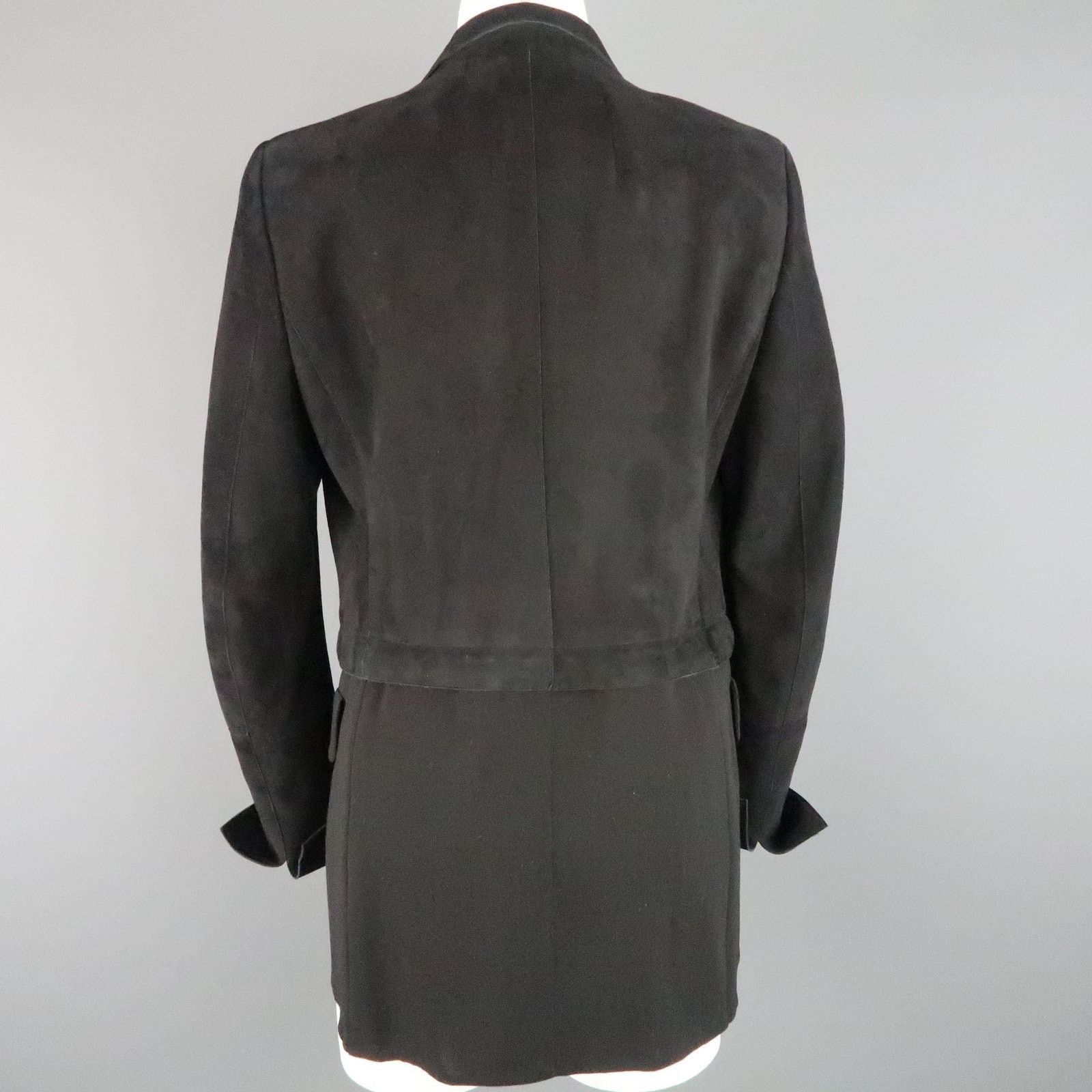 Akris AKRIS Size 10 Black Suede & Wool Zip Off Sport Coat Jacket Size US L / EU 52-54 / 3 - 6 Thumbnail