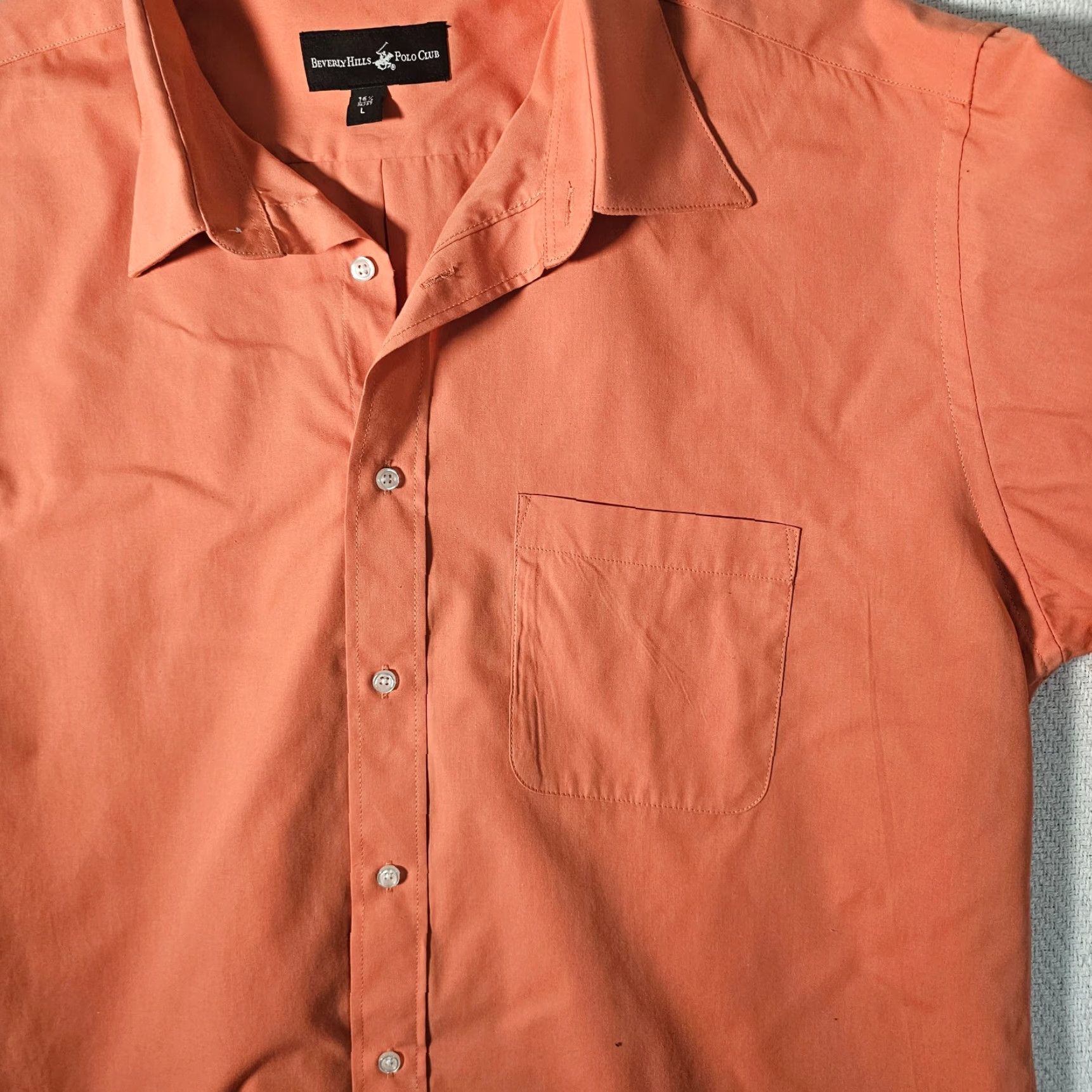 Beverly Hills Polo Club Beverly Hills Polo Club Button-Up Shirt Men L Coral Long Sleeve Collar Size US L / EU 52-54 / 3 - 4 Thumbnail