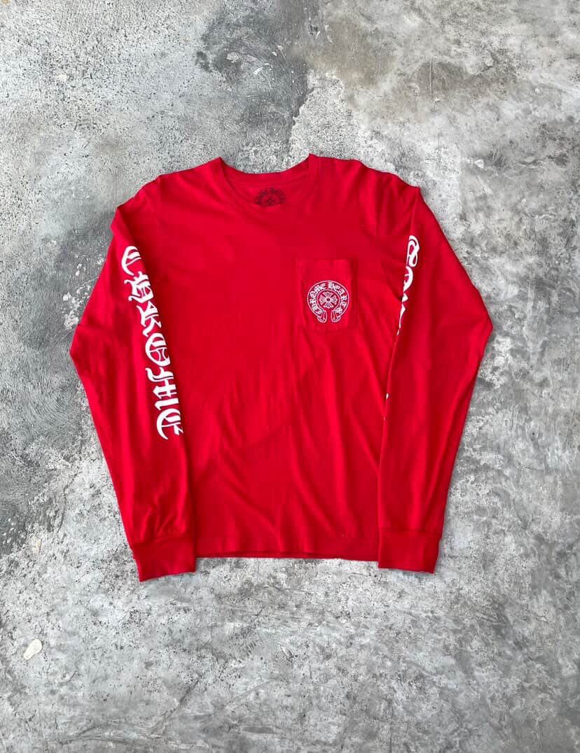 Chrome Hearts CHROME HEARTS Scroll Longsleeve T Shirt Red | Grailed