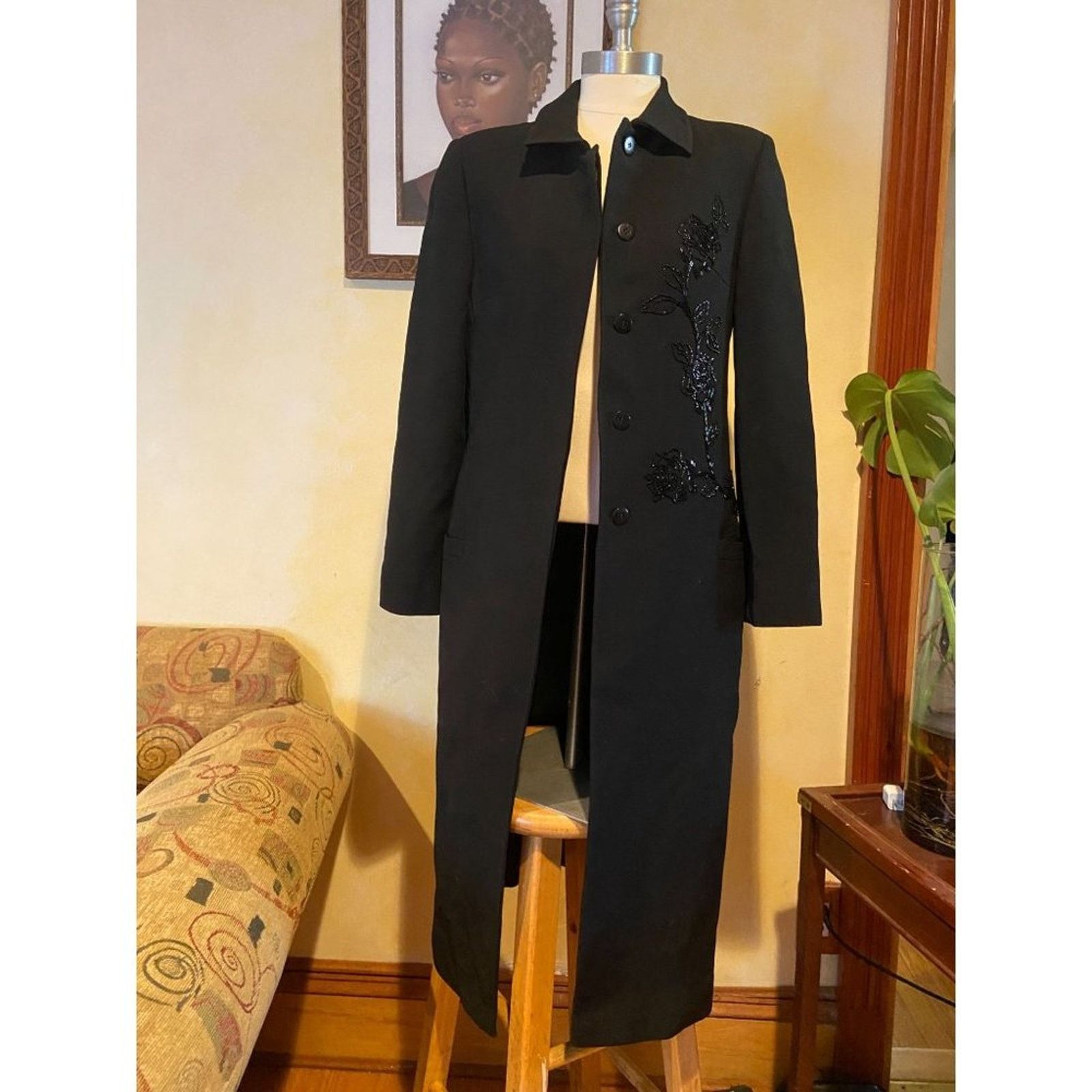 Versace Ladies 40 Italy Gianni Versace Couture Black Beaded Jacket Size L / US 10 / IT 46 - 1 Thumbnail