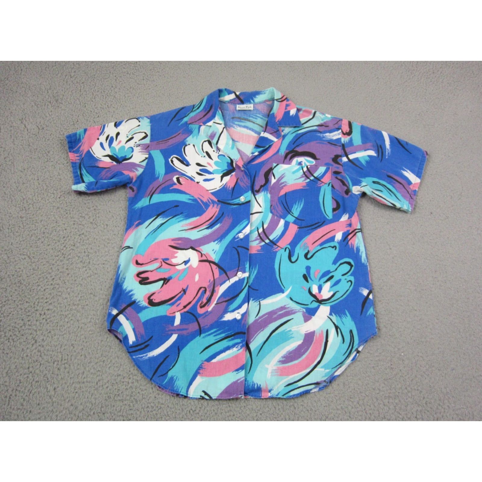 Vintage VINTAGE Deere Park Floral Shirt Womens L Blue Hawaiian Button-Up Short Sleeve Collared US Made 80s Size L / US 10 / IT 46 - 2 Thumbnail