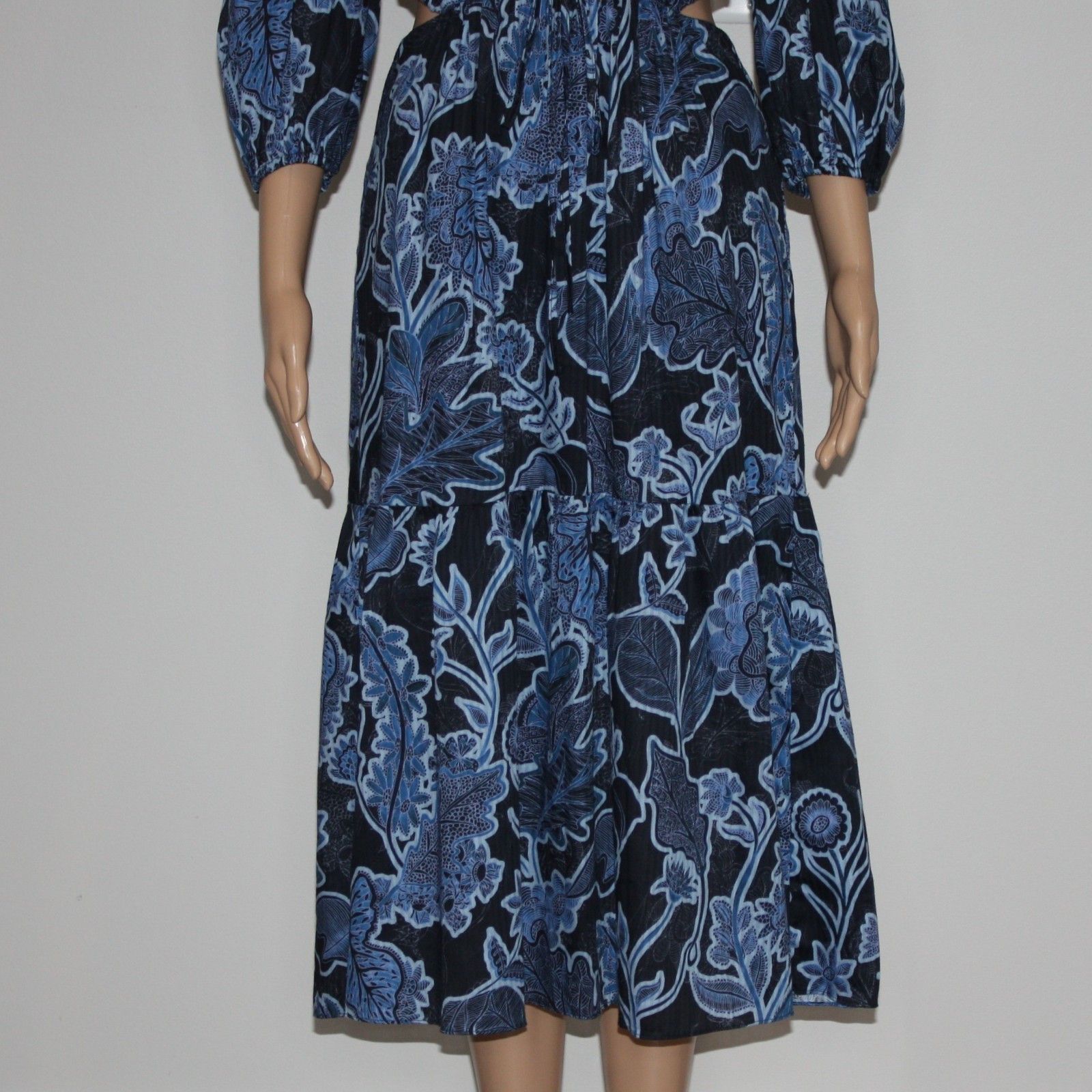 Parker Dixie Printed Tie Waist Marine Safari Blue Dress NWT $348 Size M / US 6-8 / IT 42-44 - 4 Thumbnail