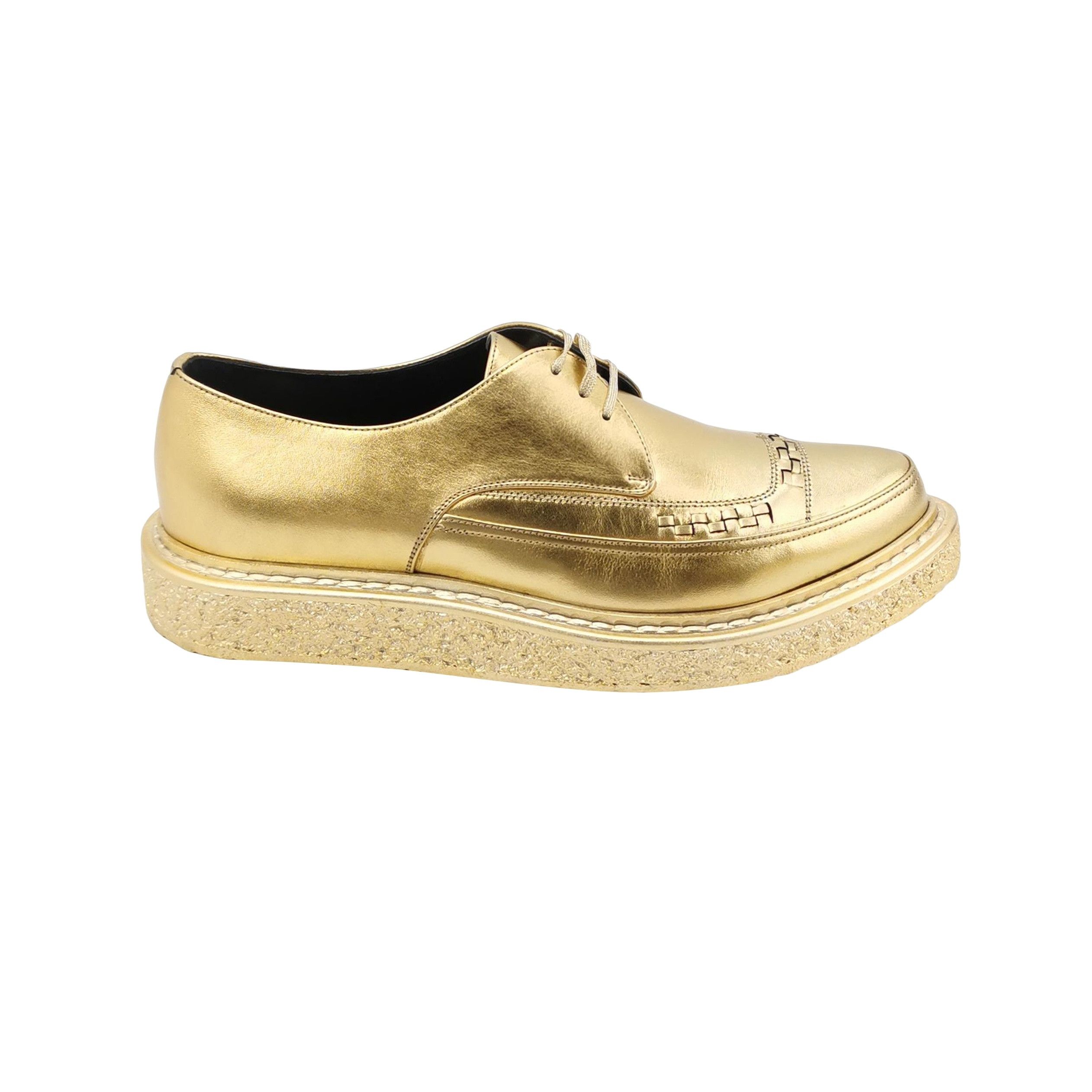 Saint Laurent Paris Saint Laurent Metallic Gold Platform Derbies EU 39.5 Size US 6 / EU 39 - 1 Thumbnail