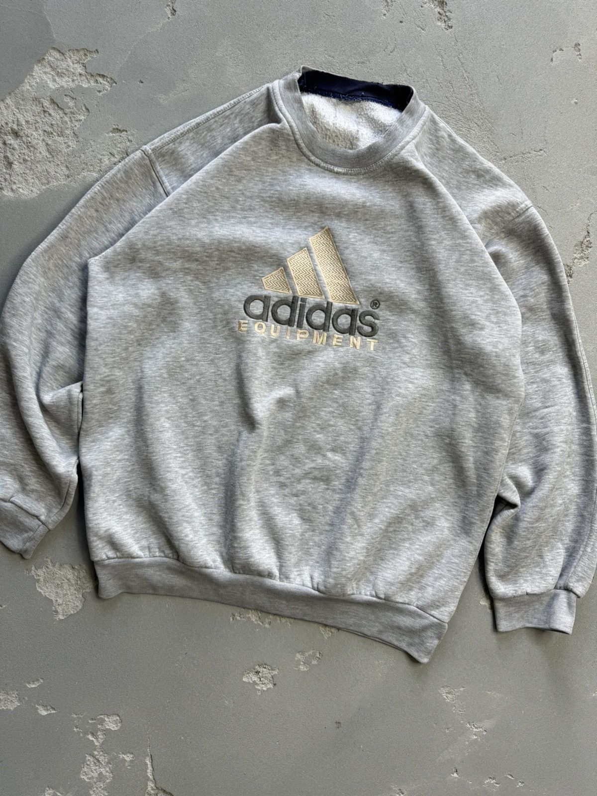 Adidas × Vintage 90s Vintage Adidas Equipment Grey Baggy Crewneck Sweatshirt Size US XL / EU 56 / 4 - 3 Thumbnail