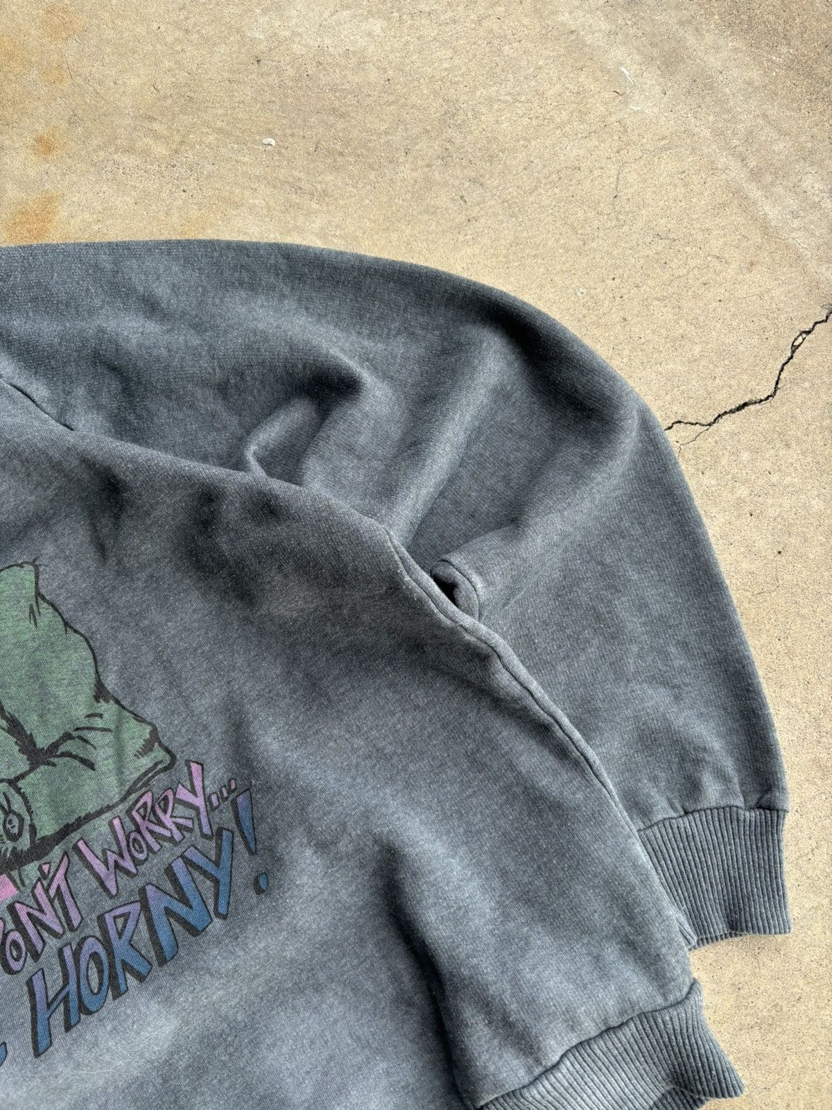 Vintage Crazy 90s Dont Worry Be Horny Boxy XXX Humour Faded Sweater Size US M / EU 48-50 / 2 - 4 Thumbnail