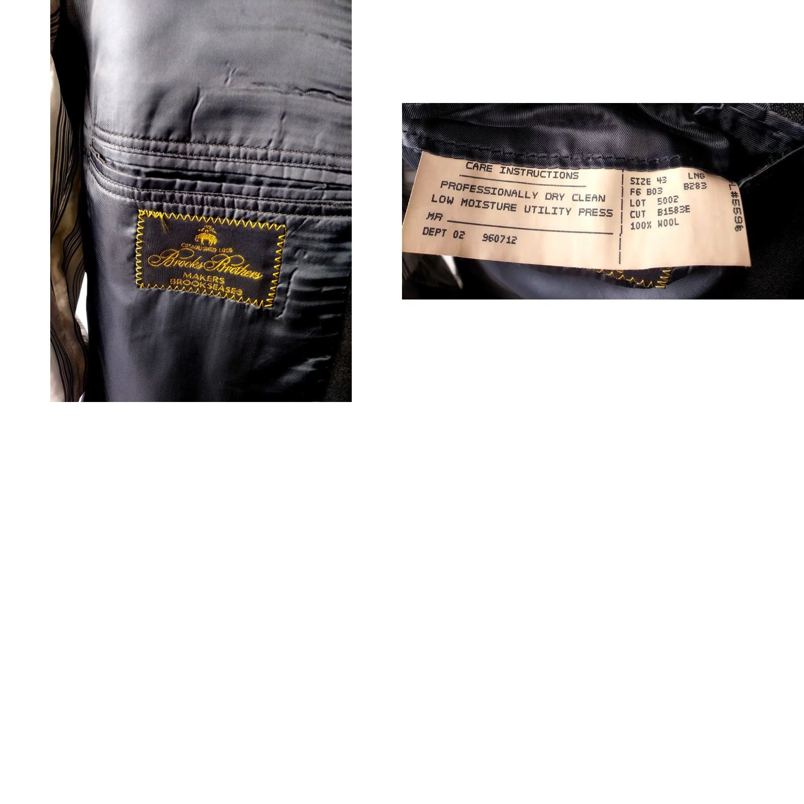 Brooks Brothers Brooks Brothers Blazer Mens 43 Long Gray Wool Three-Button Single-Breasted Jacket Coat Notch Lapel Long Sleeve 100% Wool Regular Department Men Size 46R - 8 Thumbnail