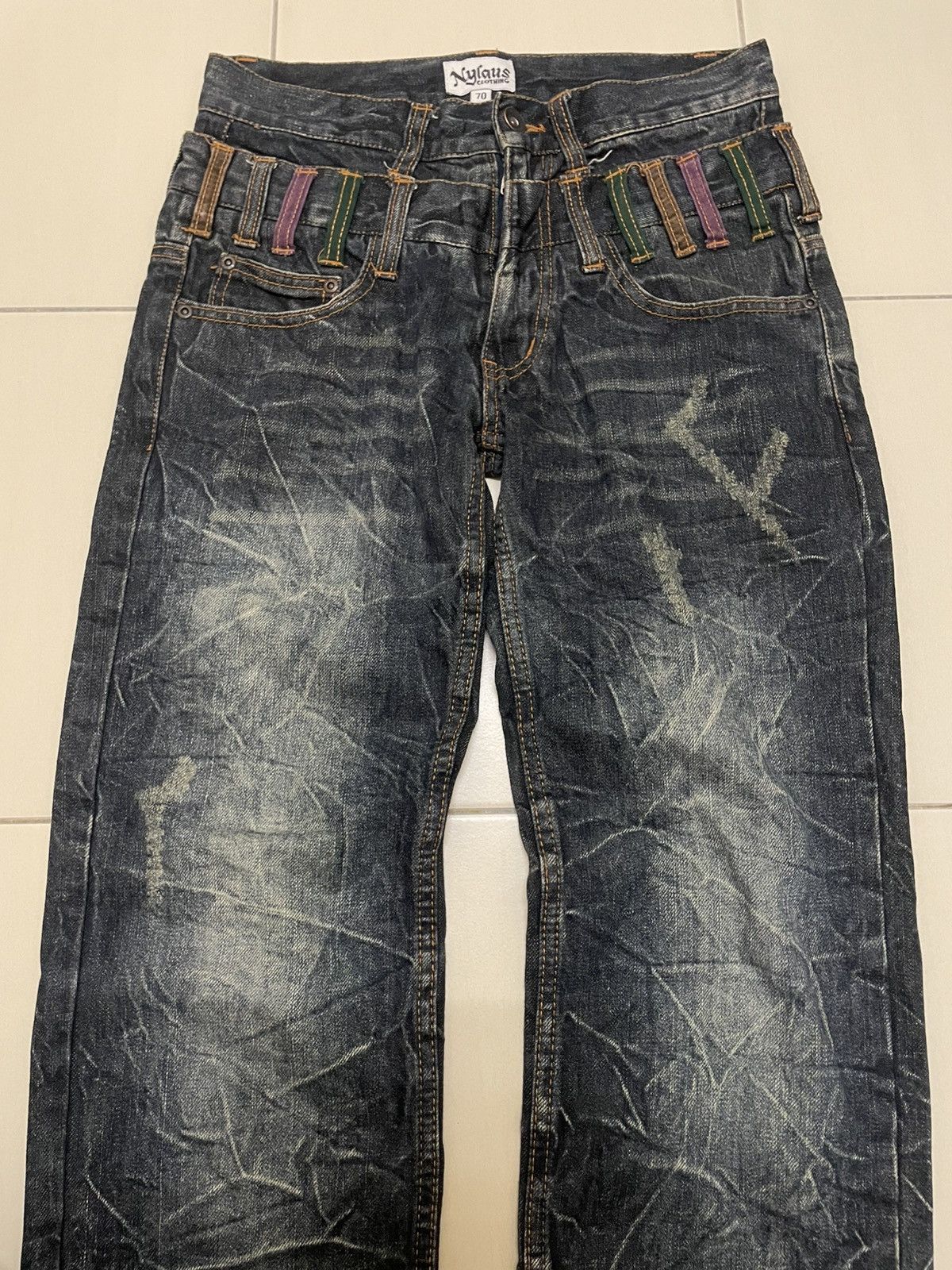 Japanese Brand Nylaus Clothing Double Waist Jeans Size US 28 / EU 44 - 2 Thumbnail