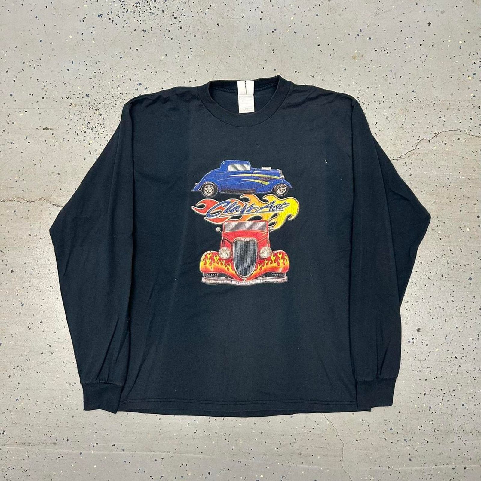 Fruit Of The Loom Y2K Black long sleeve graphic tee with bold classic car Size US L / EU 52-54 / 3 - 1 Thumbnail