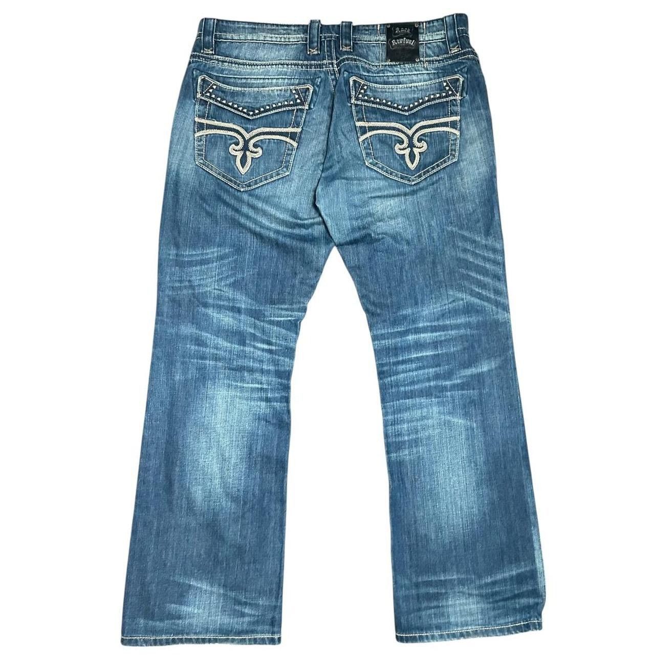 Y2K Rock Revival Lucas Straight Leg Blue Denim Jeans