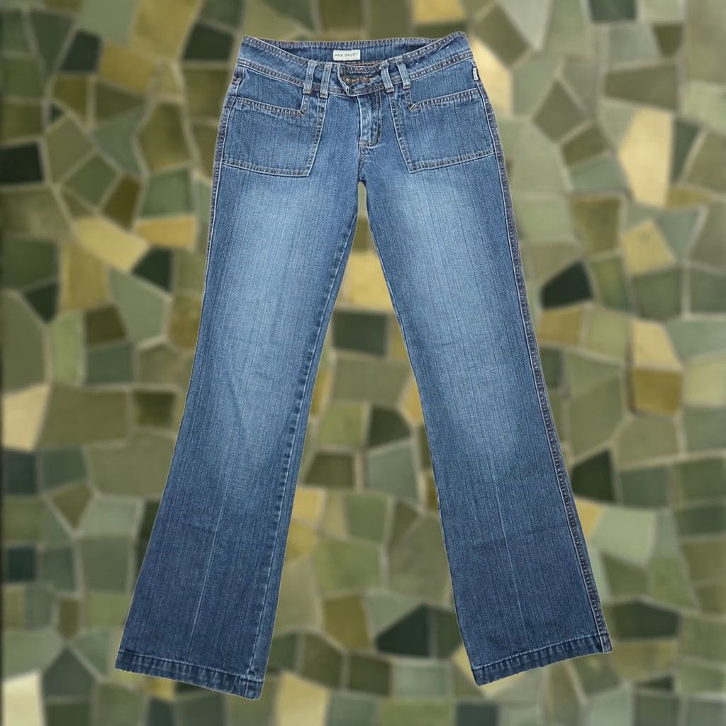 Sportmax VINTAGE Max Sport Jeans Flared Low Rise 90s 2 Womens Denim Medium Wash Blue Size 26" / US 2 / IT 38 - 1 Thumbnail