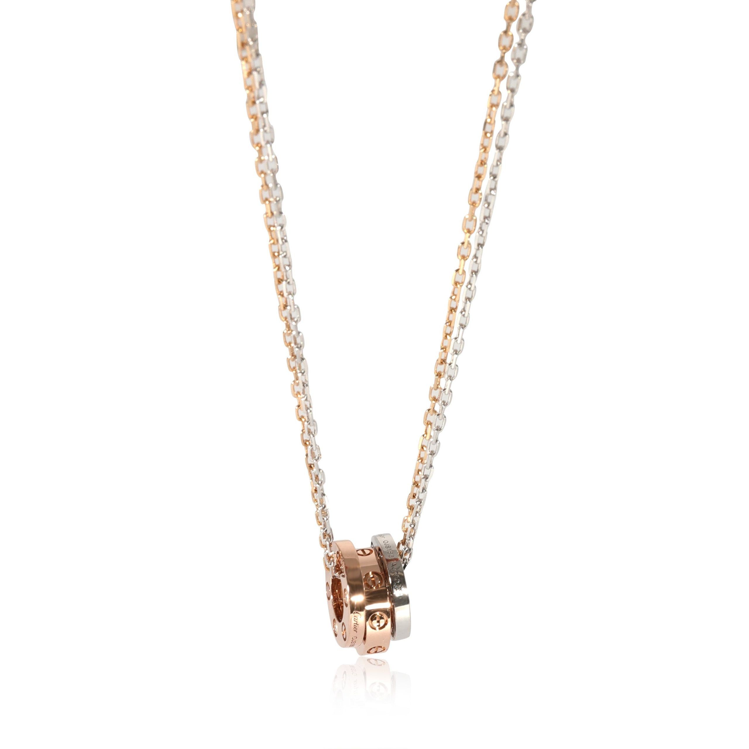 image of Cartier Love Necklace In 18K 3 Tone Gold 0.01 Ctw, Women's