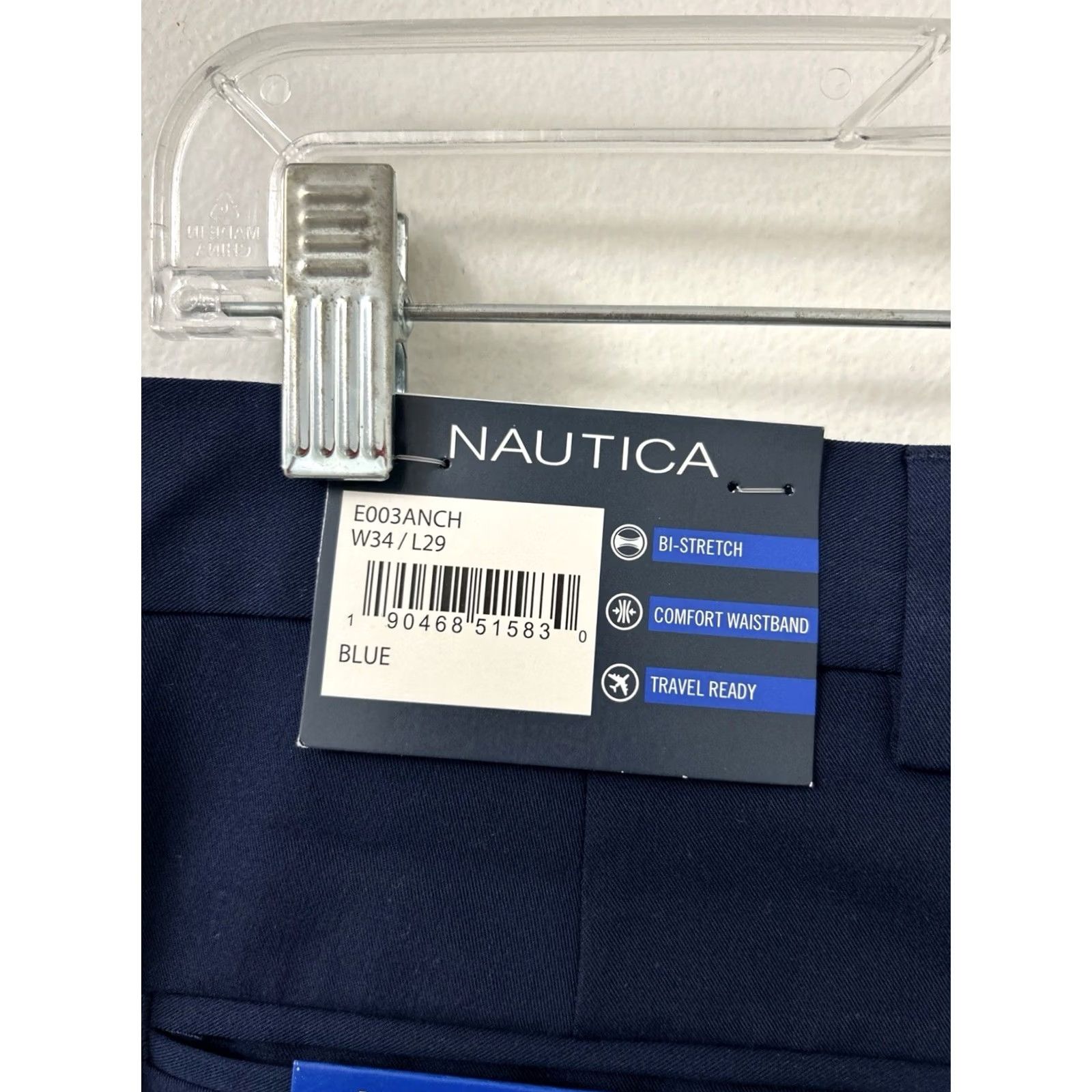Nautica Nautica Performance Pants Mens 34x29 Blue Bi-Stretch Comfort Waistband Dress Pants Travel Business Size US 34 / EU 50 - 5 Thumbnail