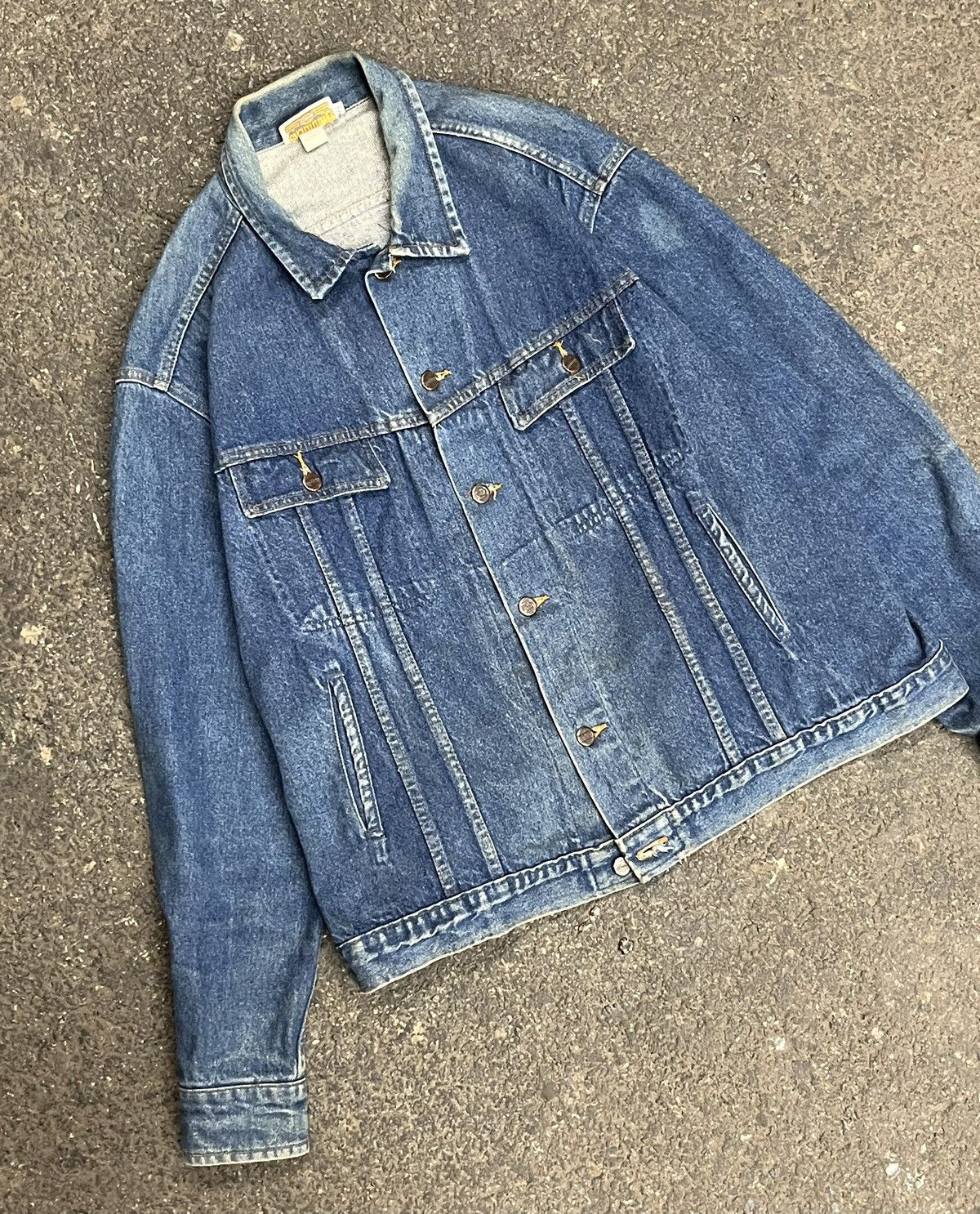 Vintage dickies denim jacket 80s sun faded cropped rare hype