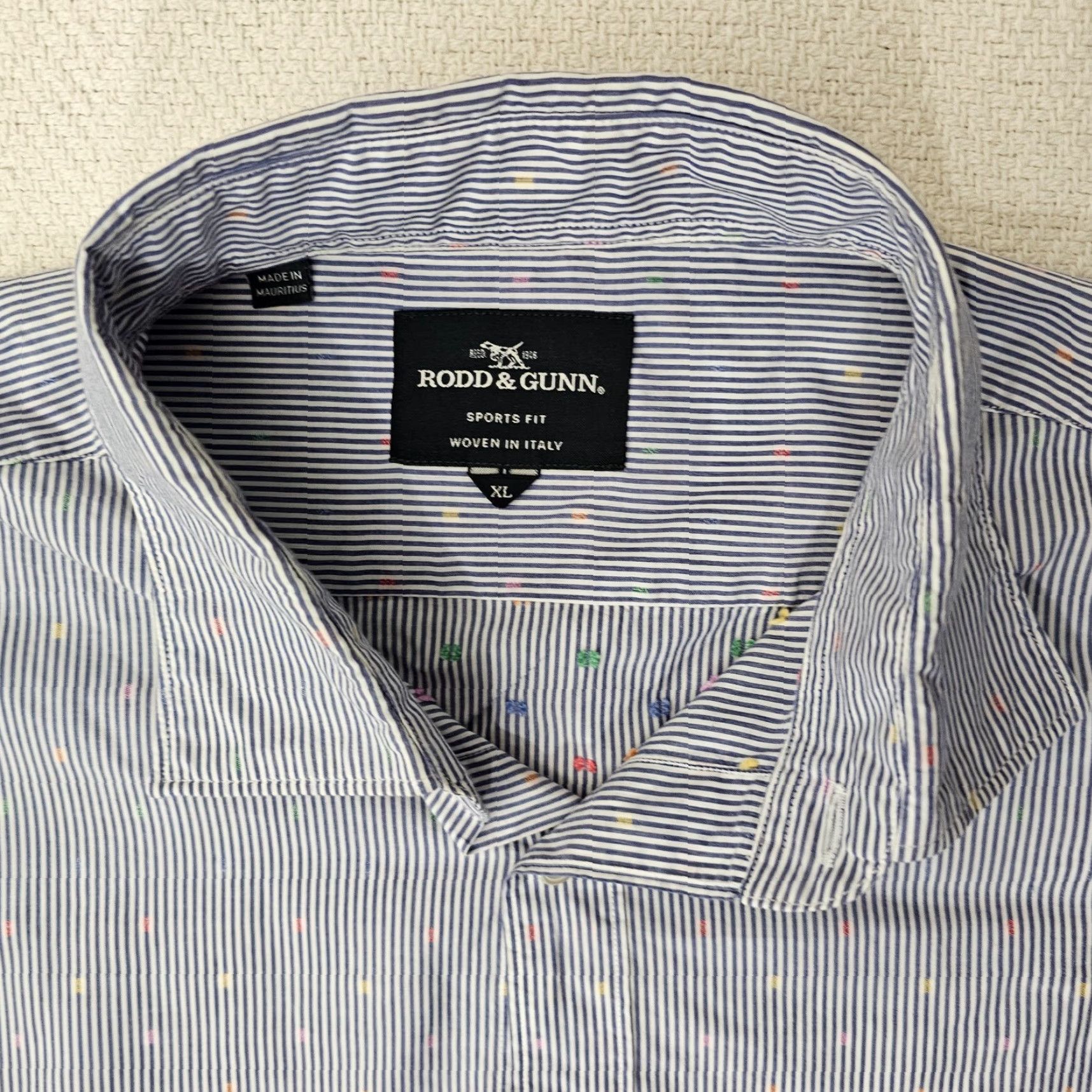Rodd & Gunn Rodd & Gunn Button Up Shirt Men's XL Blue Striped & Dotted Sports Fit Size US XL / EU 56 / 4 - 2 Thumbnail