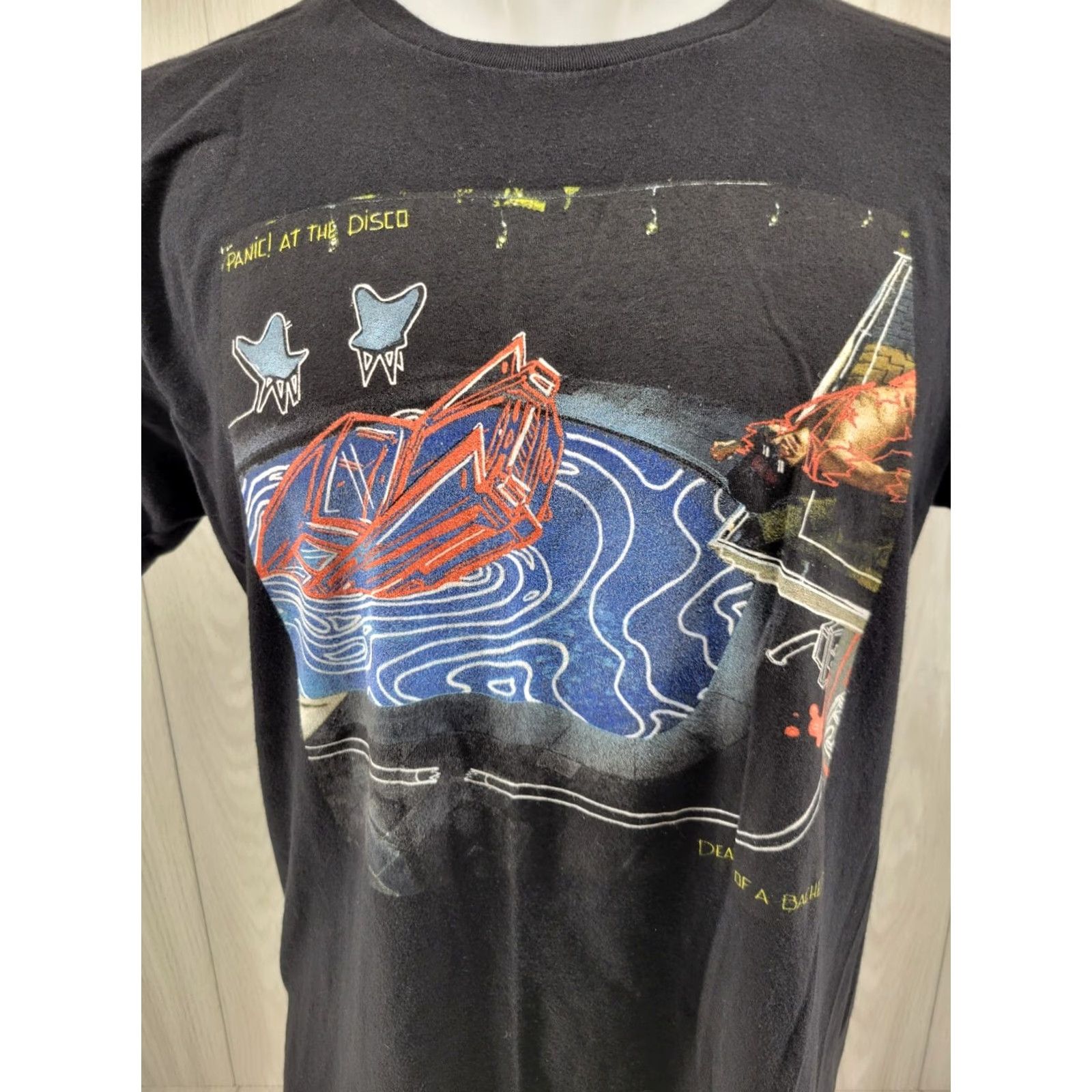 Vintage Panic! At The Disco Death Of A Bachelor T-Shirt Black Short Sleeve Large Mens Unisex Adults Cotton Graphic Print Crew Neck 2010s Band Rock Size US L / EU 52-54 / 3 - 2 Thumbnail