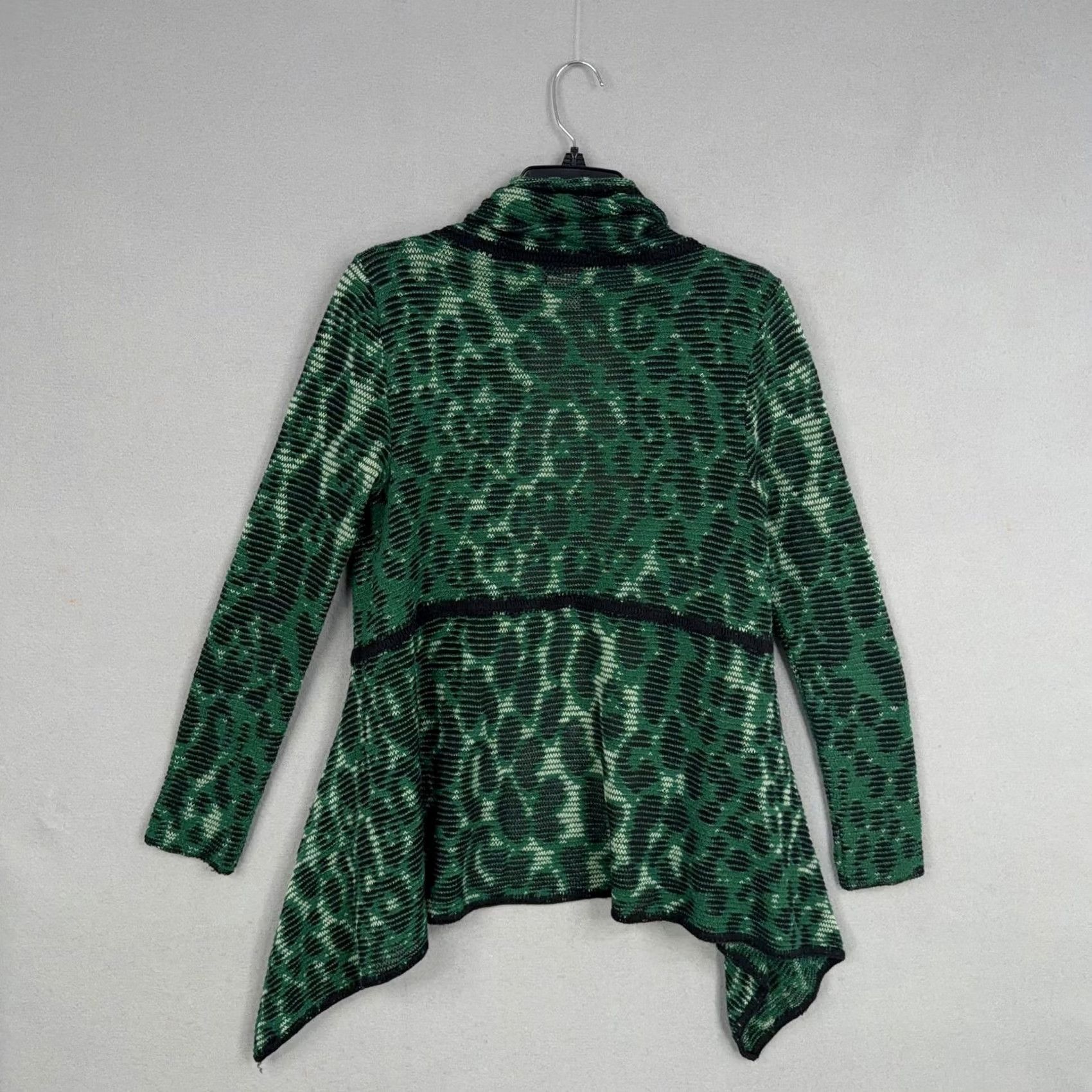Vintage Cecilia Prado Sweater Womens Small Green Black Open Front Cardigan Knit Animal Print Bohemian Leopard Lightweight Casual Womens Size S / US 4 / IT 40 - 6 Thumbnail
