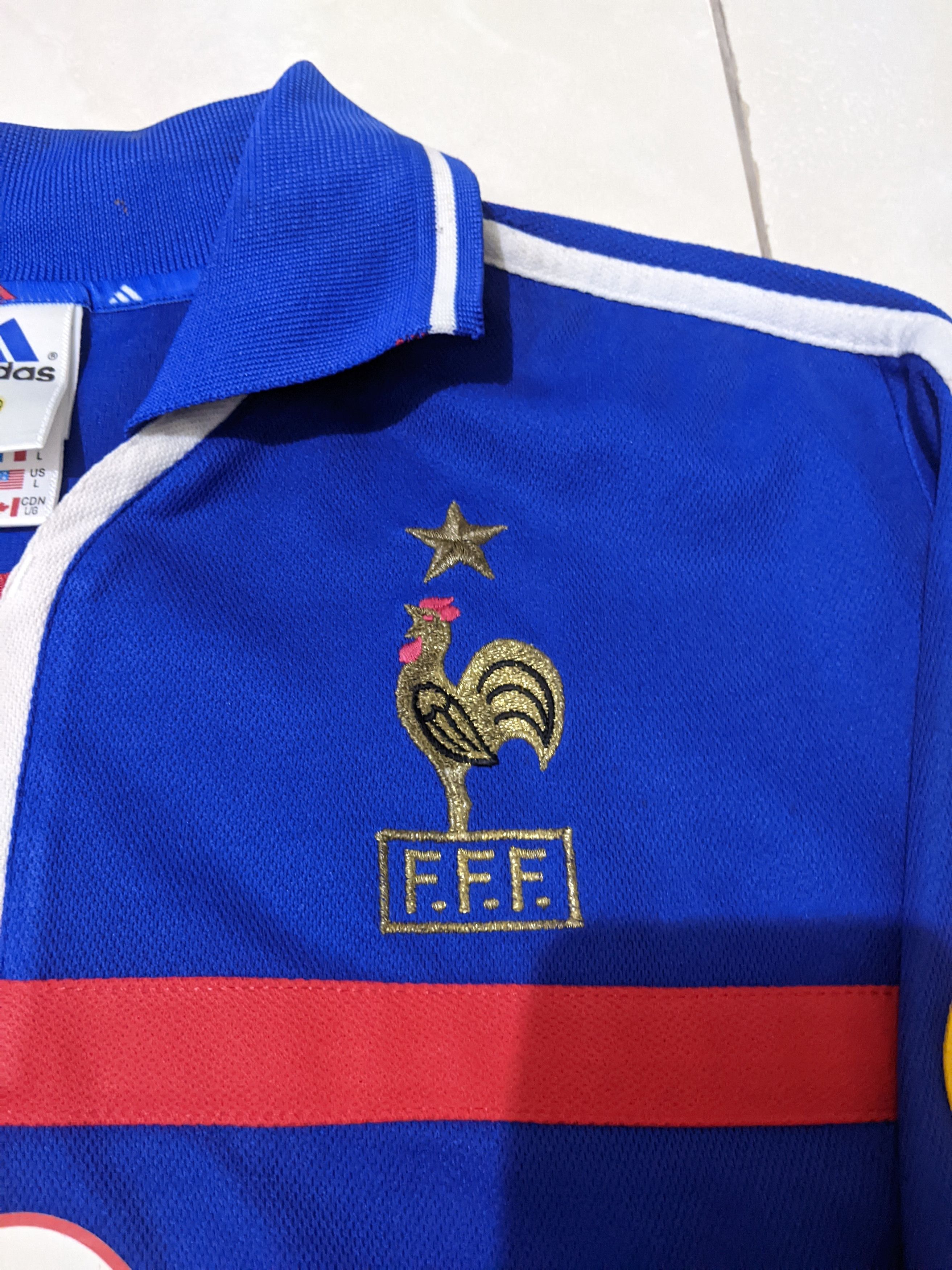 Adidas France euro 2000 home Zidane Jersey football shirt Size US L / EU 52-54 / 3 - 12 Thumbnail