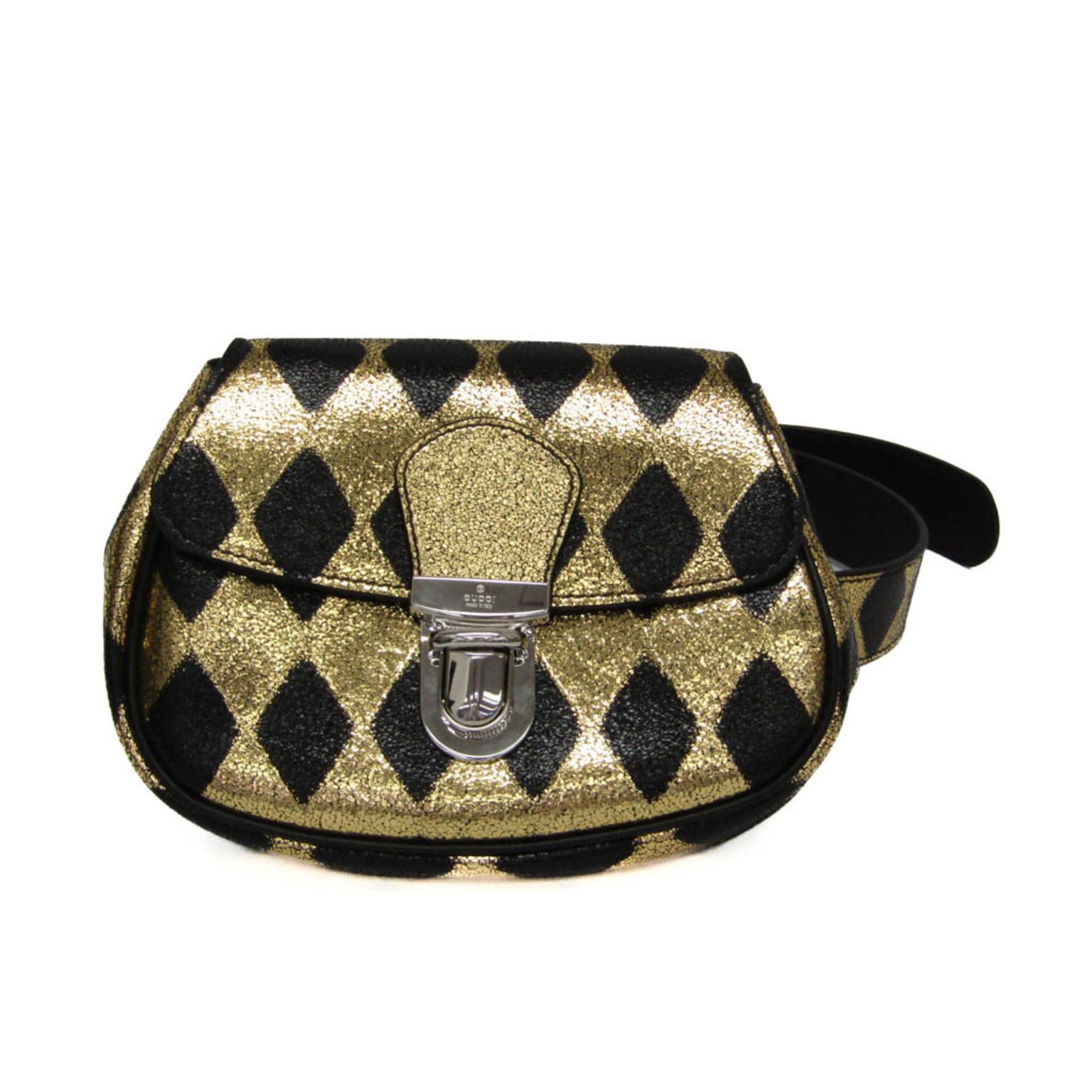 Gucci Gucci Children 605112 Girls,Boys Leather Fanny Pack Gold,Black Size ONE SIZE - 1 Thumbnail