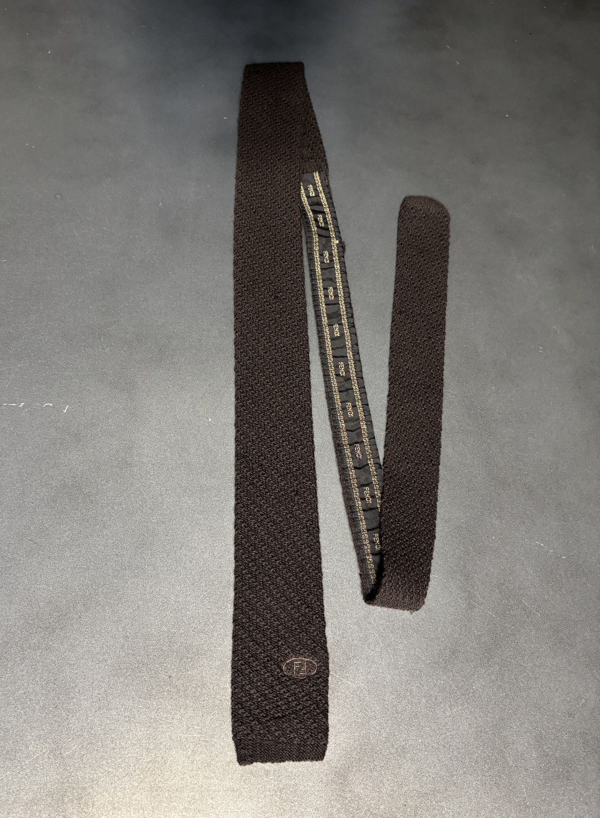 Fendi Vintage Fendi Tie Knit Wool Straight Bar Necktie Flat Top Size ONE SIZE - 19 Thumbnail