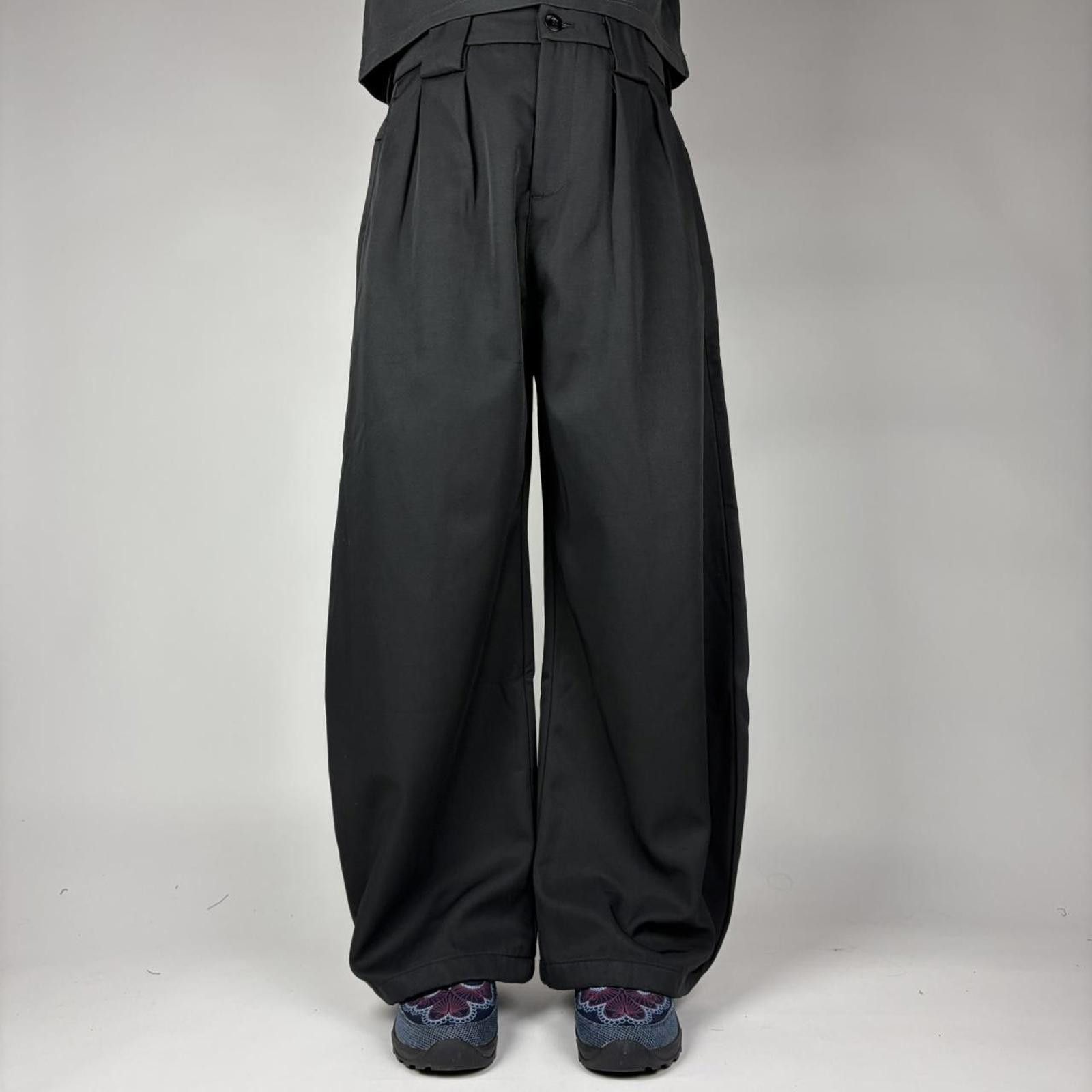 Other Black Double Tuck Wide Leg Black Trousers Size US 32 / EU 48 - 6 Thumbnail