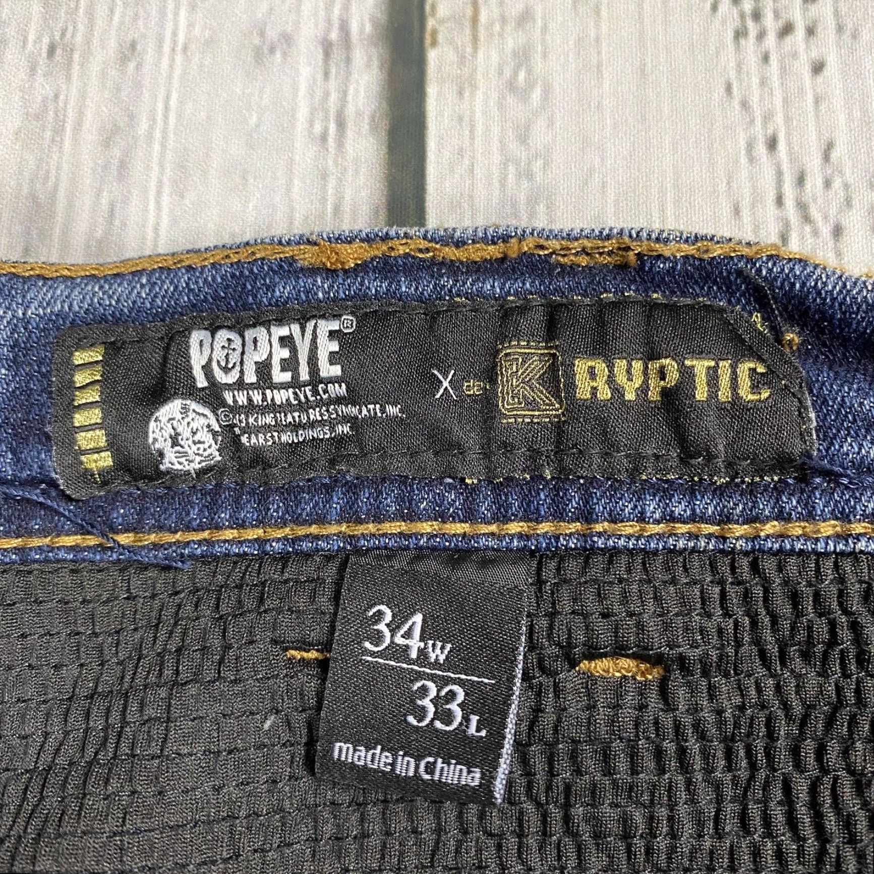 Vintage VINTAGE KRYPTIC POPEYE x STREETWEAR Distressed Slim Fit Denim Jeans Men 34x32 Blue 90s Size US 34 / EU 50 - 4 Thumbnail