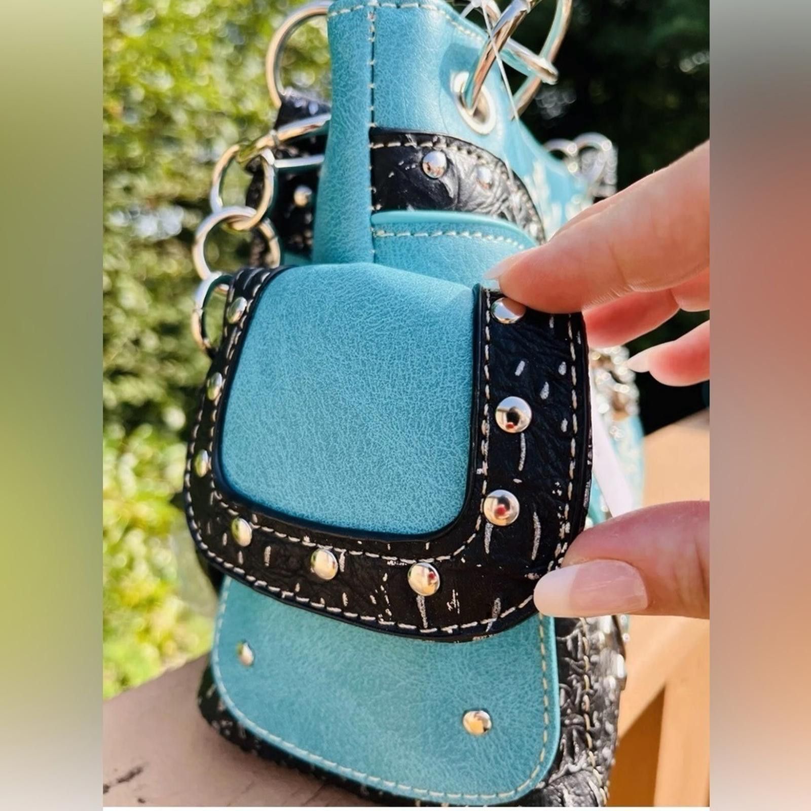 Designer Handmade Skull Leather Shoulder Bag With Skull Wallet Size ONE SIZE - 7 Thumbnail